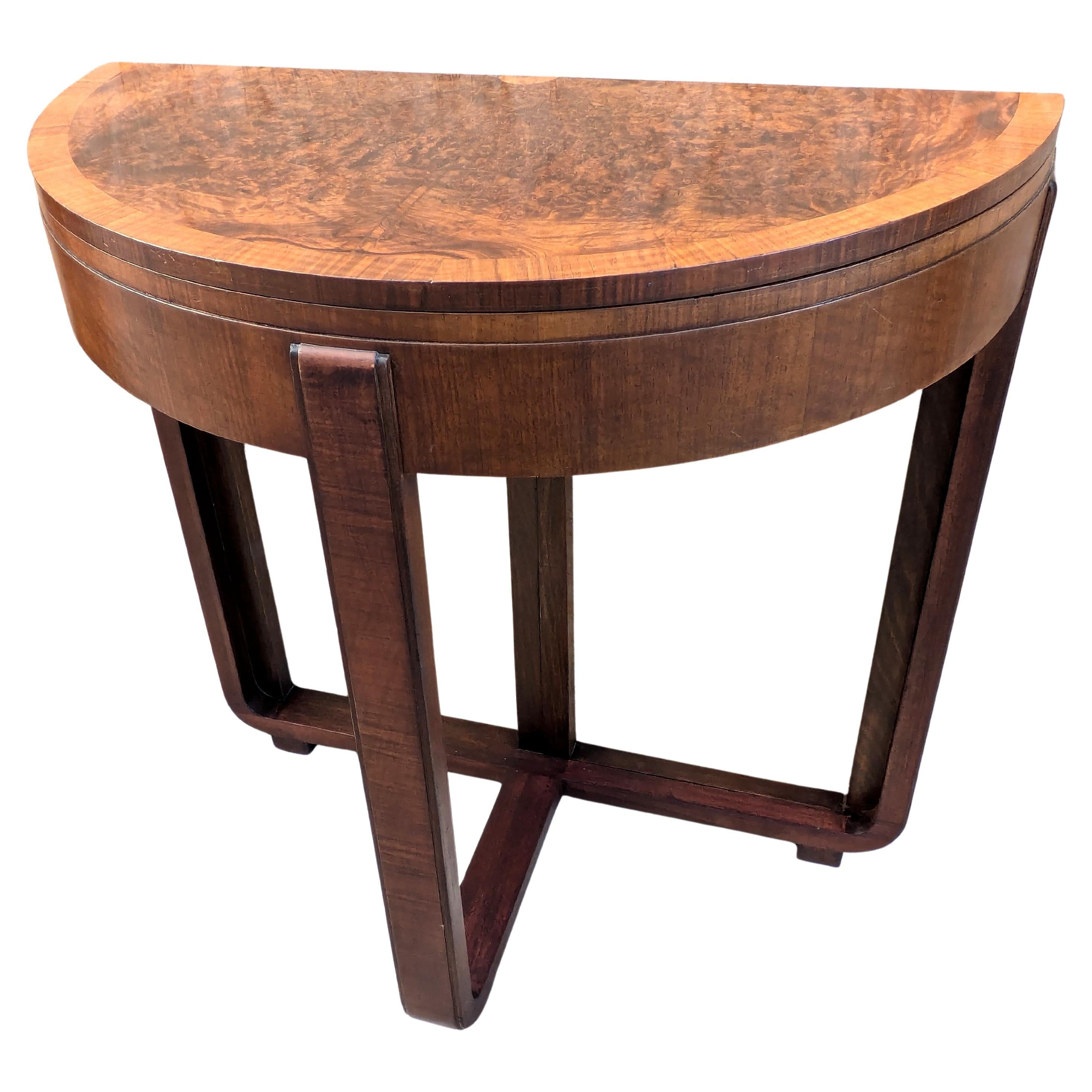 Art Deco Console Folding Games, Card Table , Walnut, English, c1930 Art Decó en venta