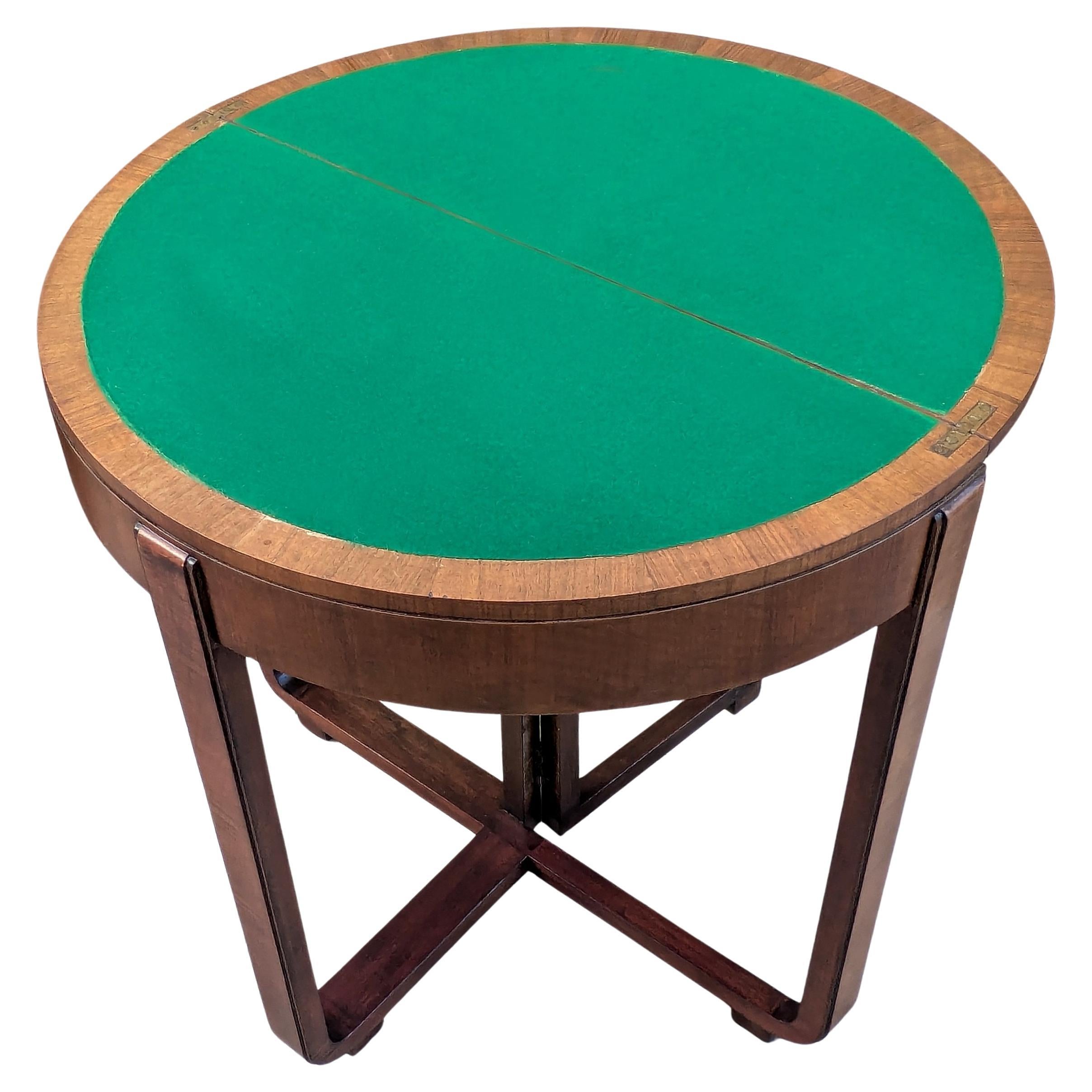 Art Deco Console Folding Games, Card Table , Walnut, English, c1930 Inglés en venta