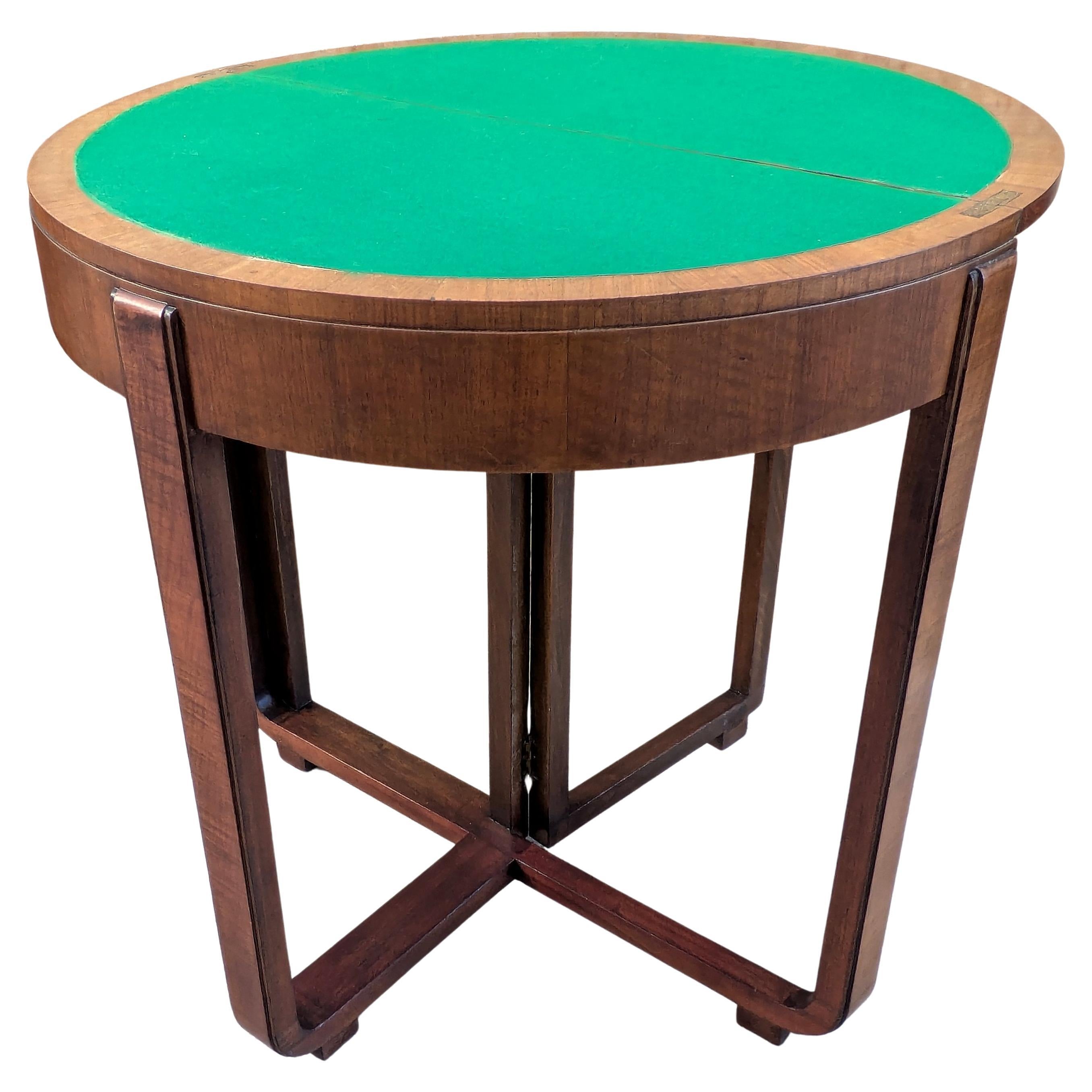 Art Deco Console Folding Games, Card Table , Walnut, English, c1930 siglo XX en venta
