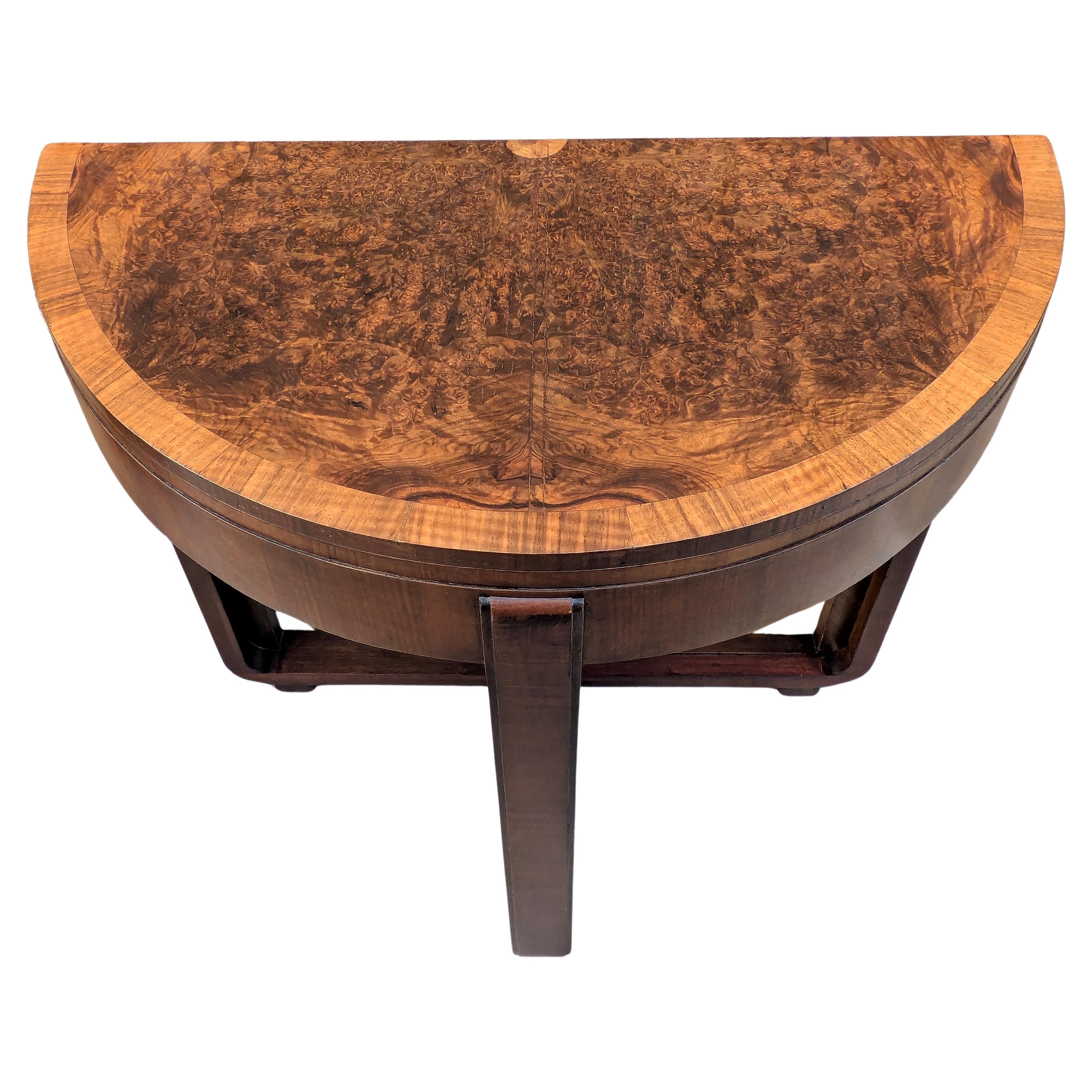 Art Deco Console Folding Games, Card Table , Walnut, English, c1930 en venta 1