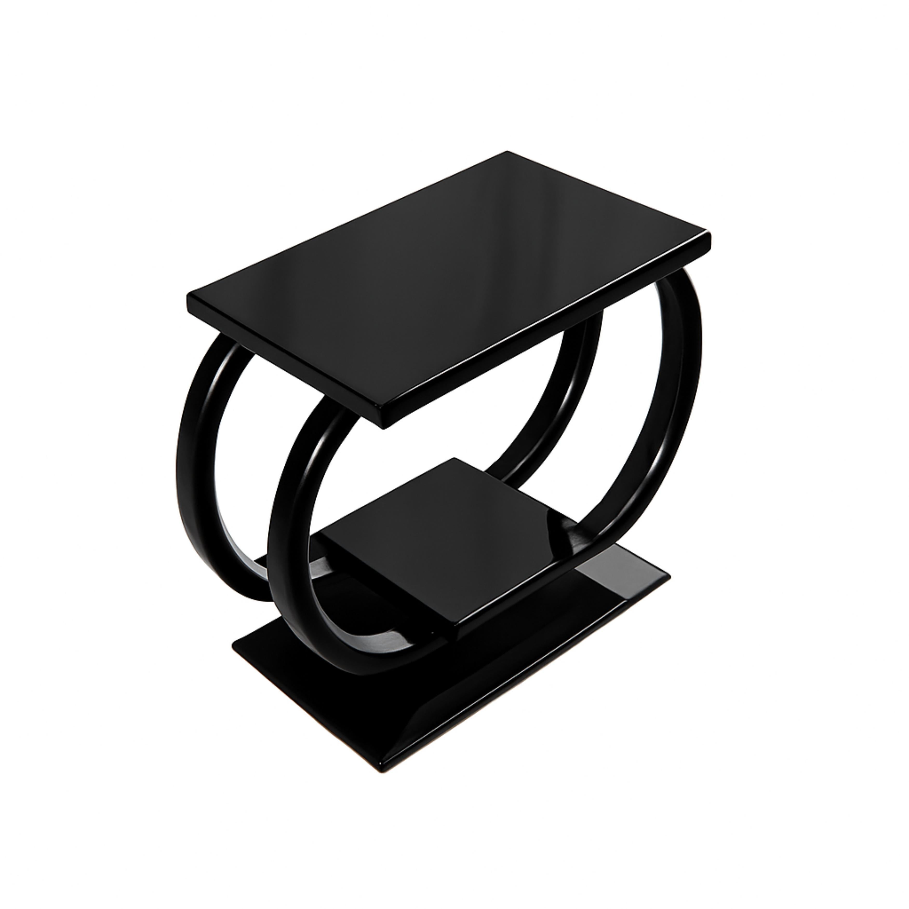 Art Deco Console Hall Black Lacquer Table, 20th Century For Sale 6
