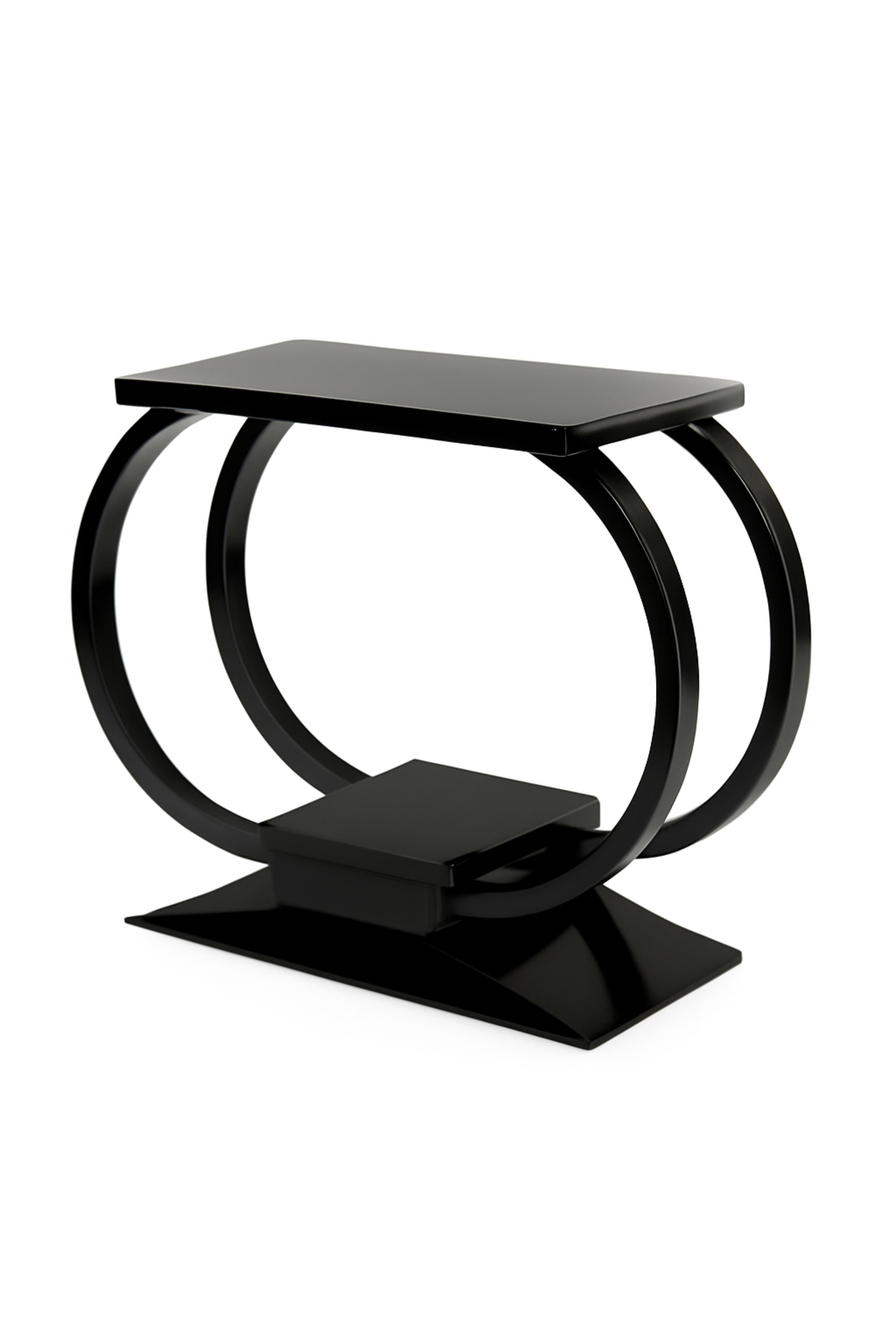 Art Deco Console Hall Black Lacquer Table, 20th Century For Sale 8