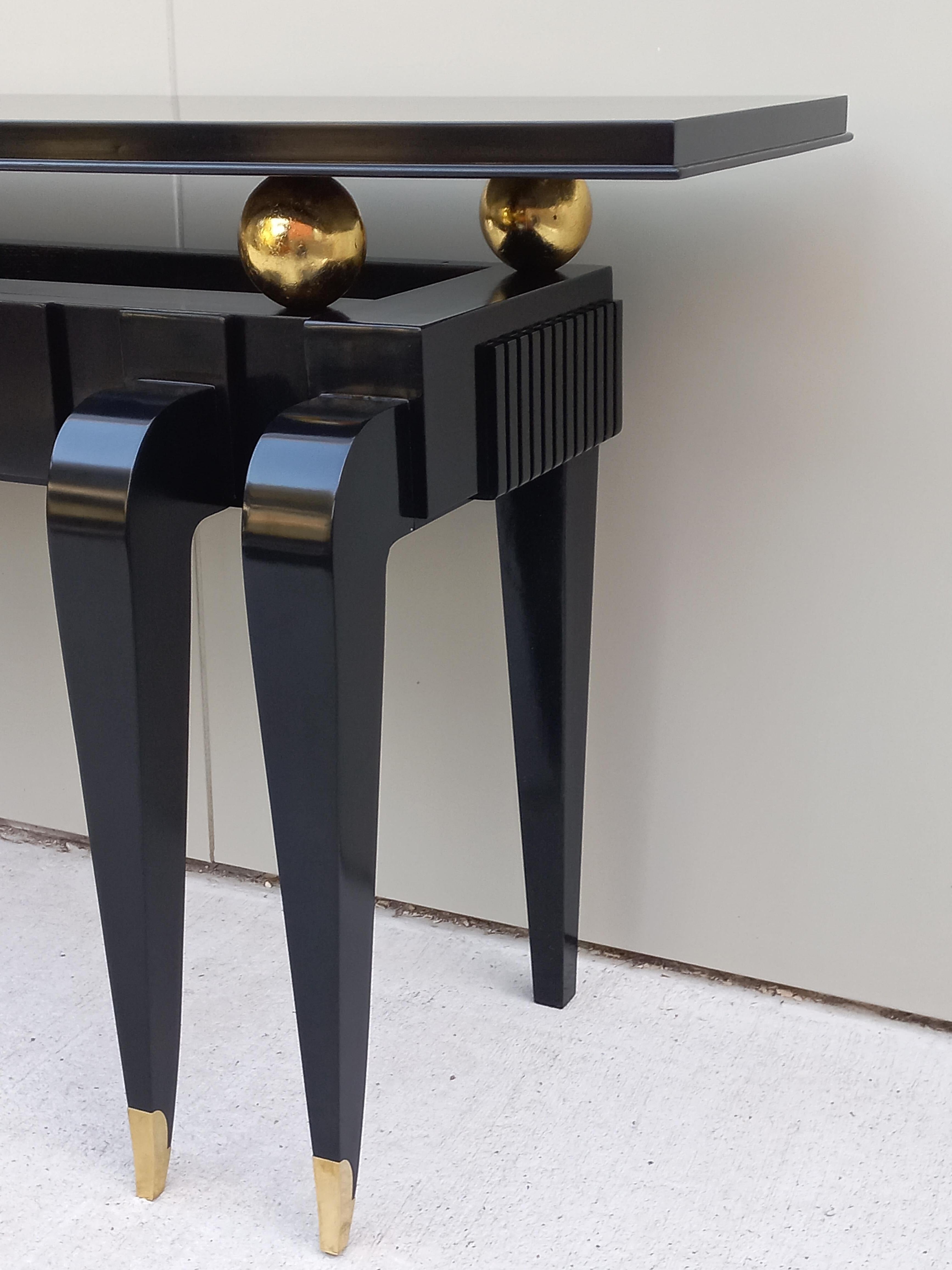 French Art Déco Console in Black For Sale