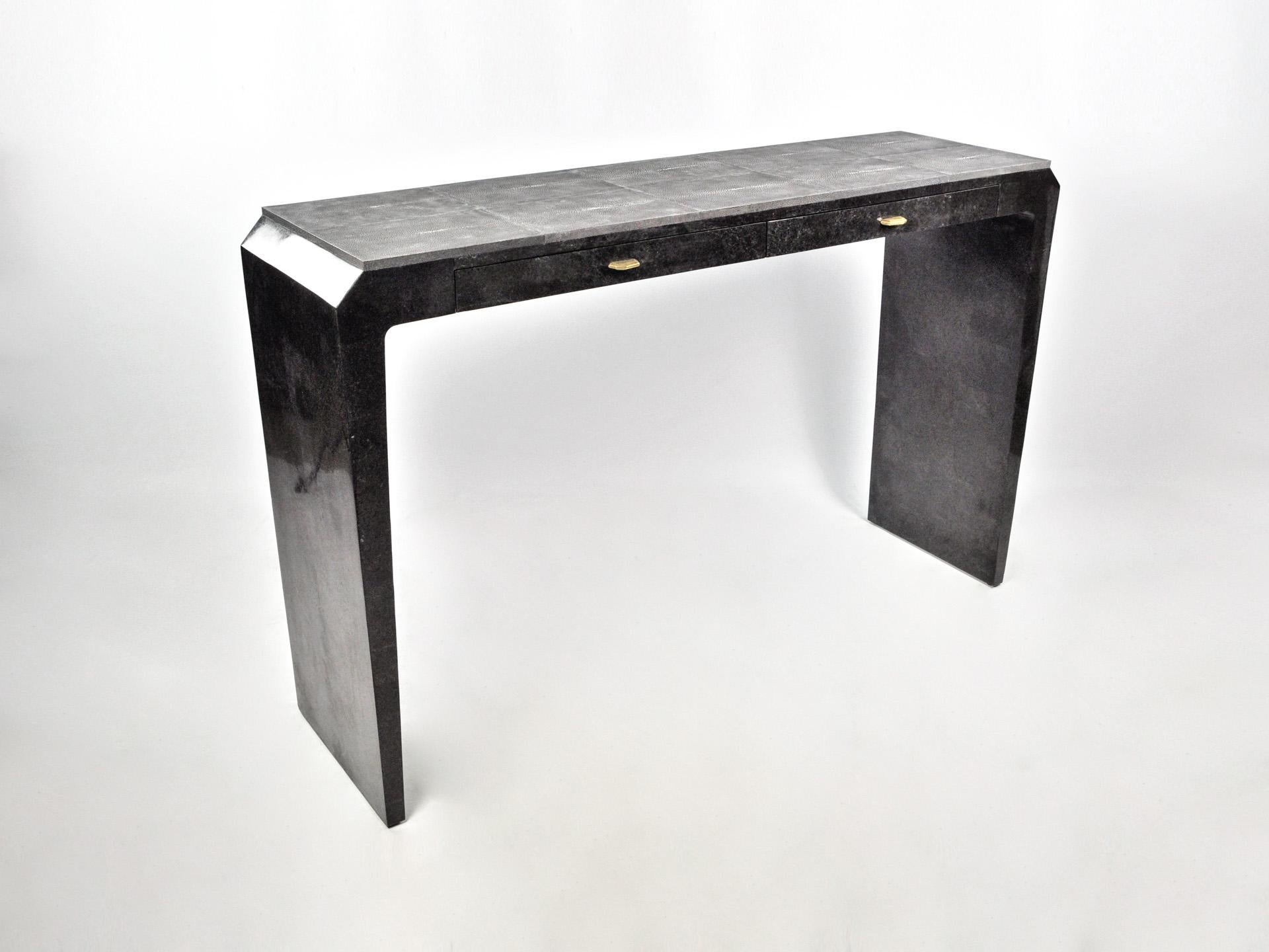Art Deco Console in Brown Marquetry by Ginger Brown In New Condition For Sale In Bourguebus, FR