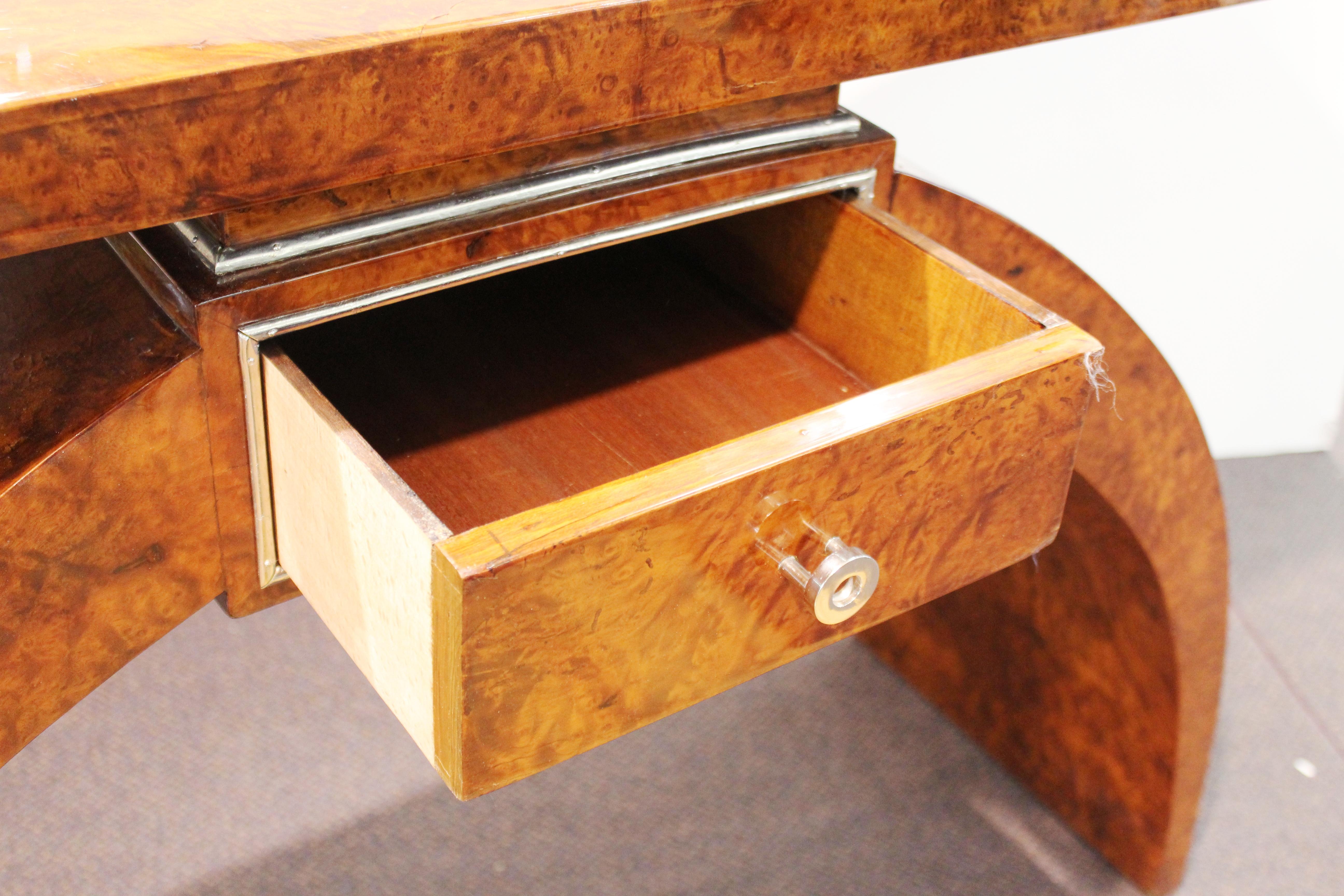 Art Deco Style Console in Burl Wood Veneer 8