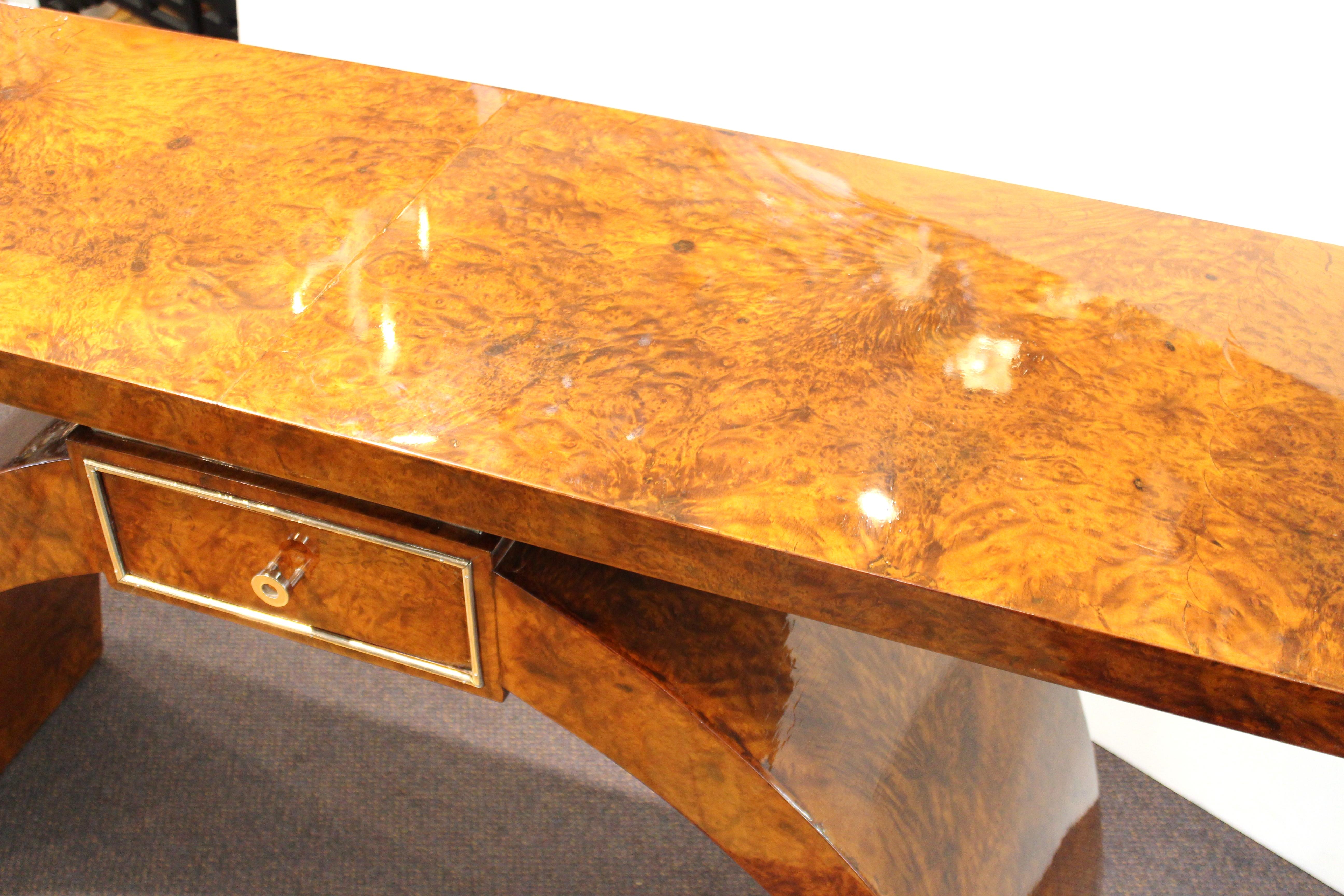 Art Deco Style Console in Burl Wood Veneer 9