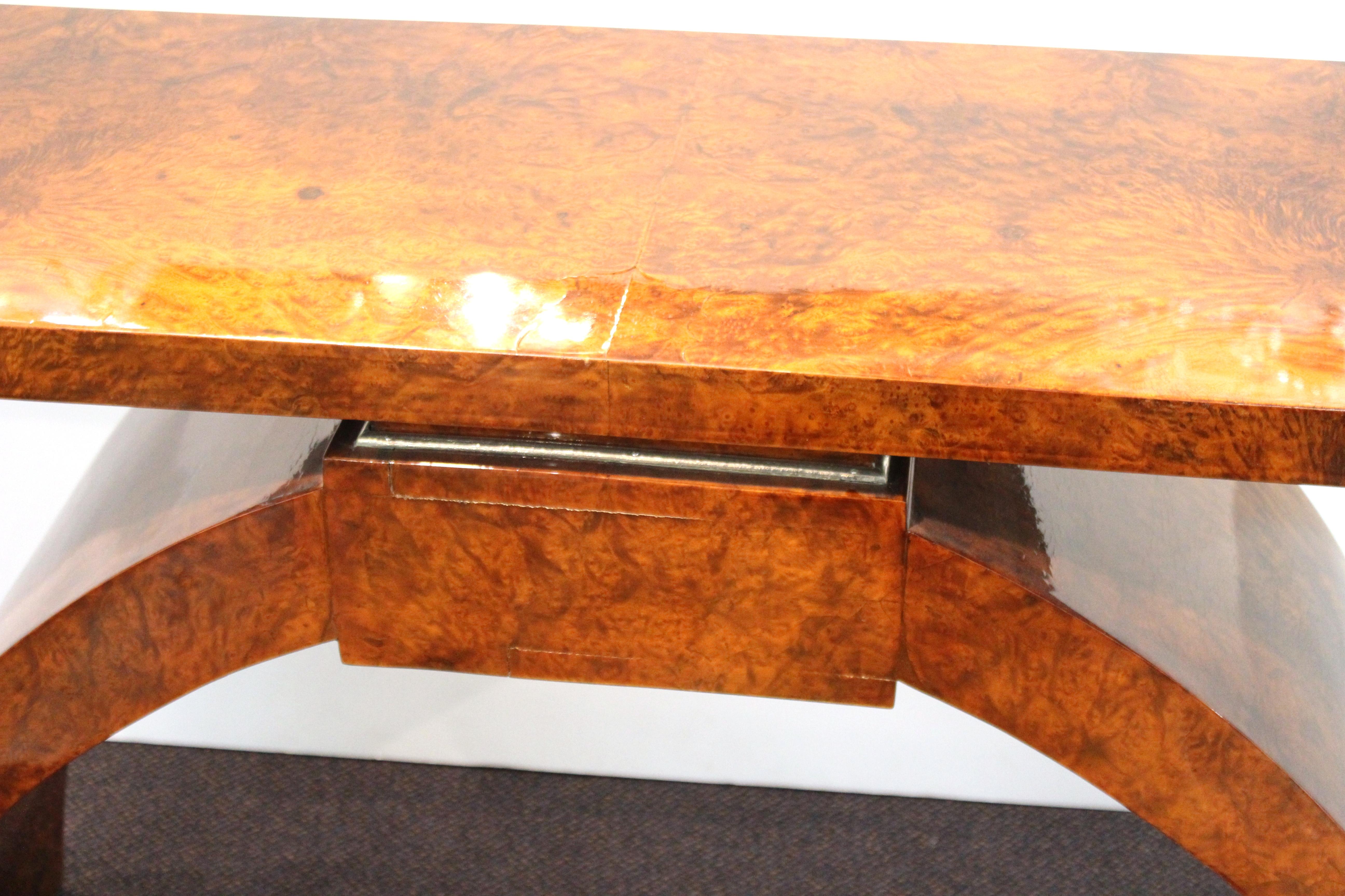 Art Deco Style Console in Burl Wood Veneer 13