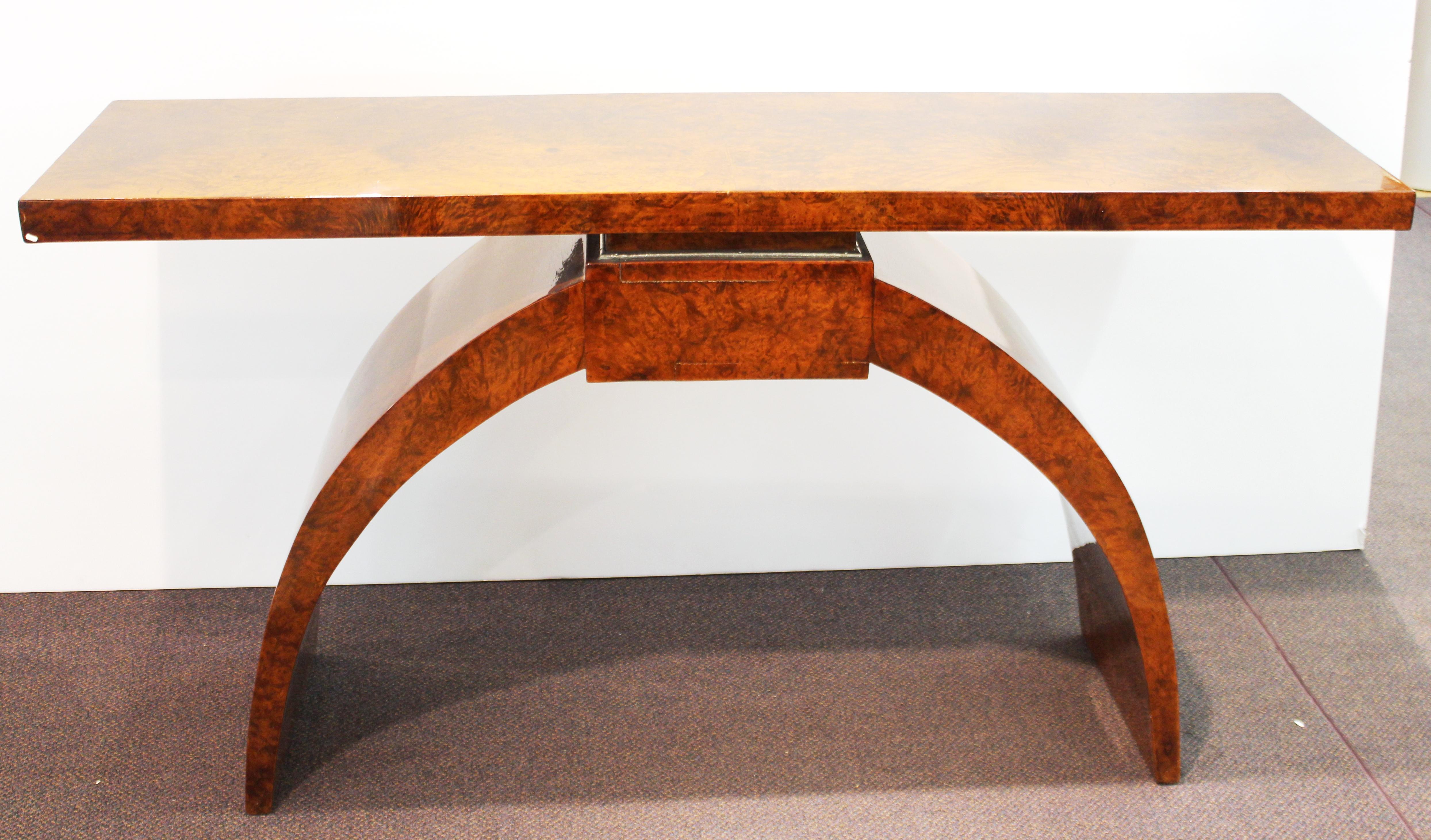 Art Deco Style Console in Burl Wood Veneer 1
