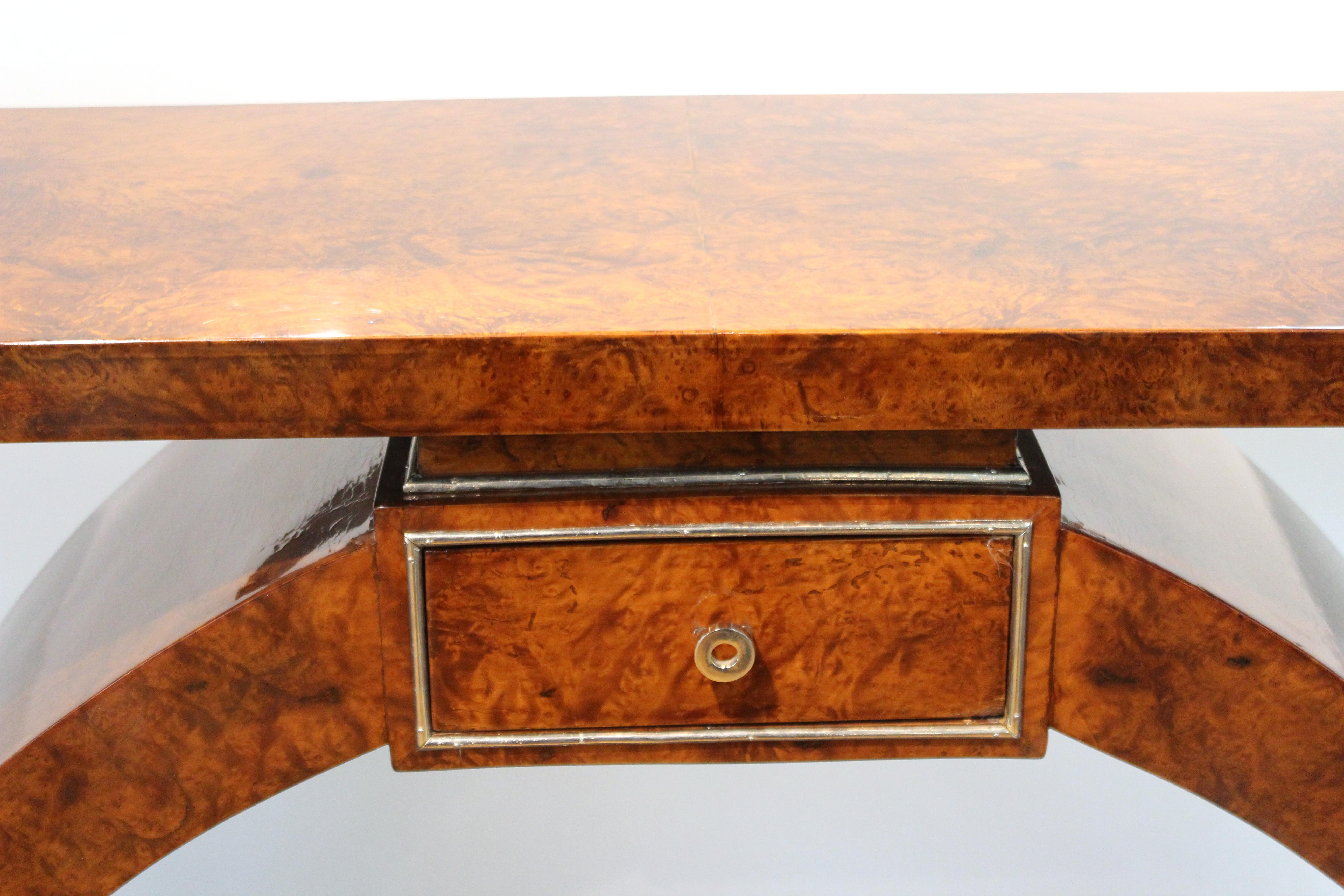 Art Deco Style Console in Burl Wood Veneer 2