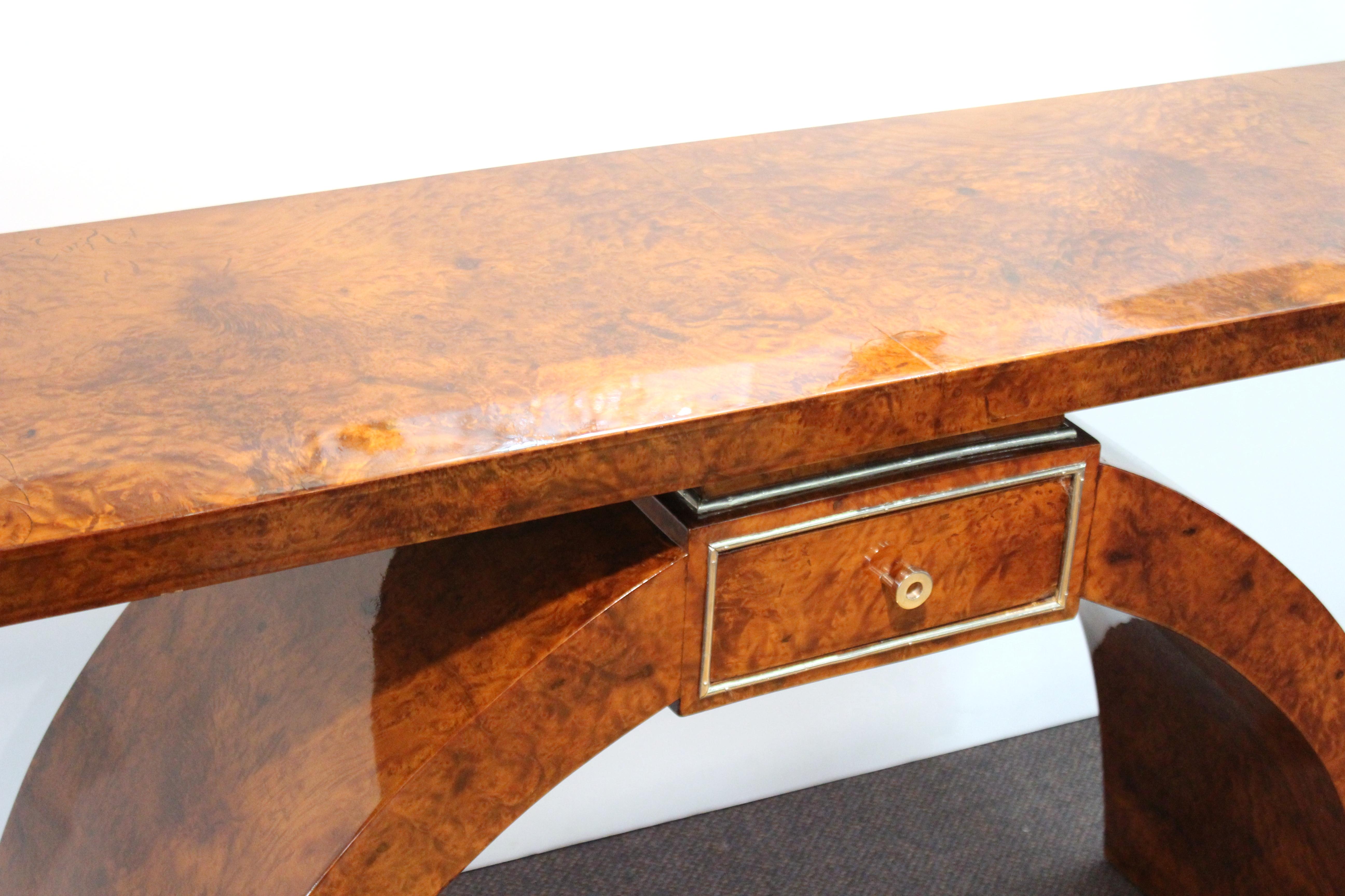 Art Deco Style Console in Burl Wood Veneer 3
