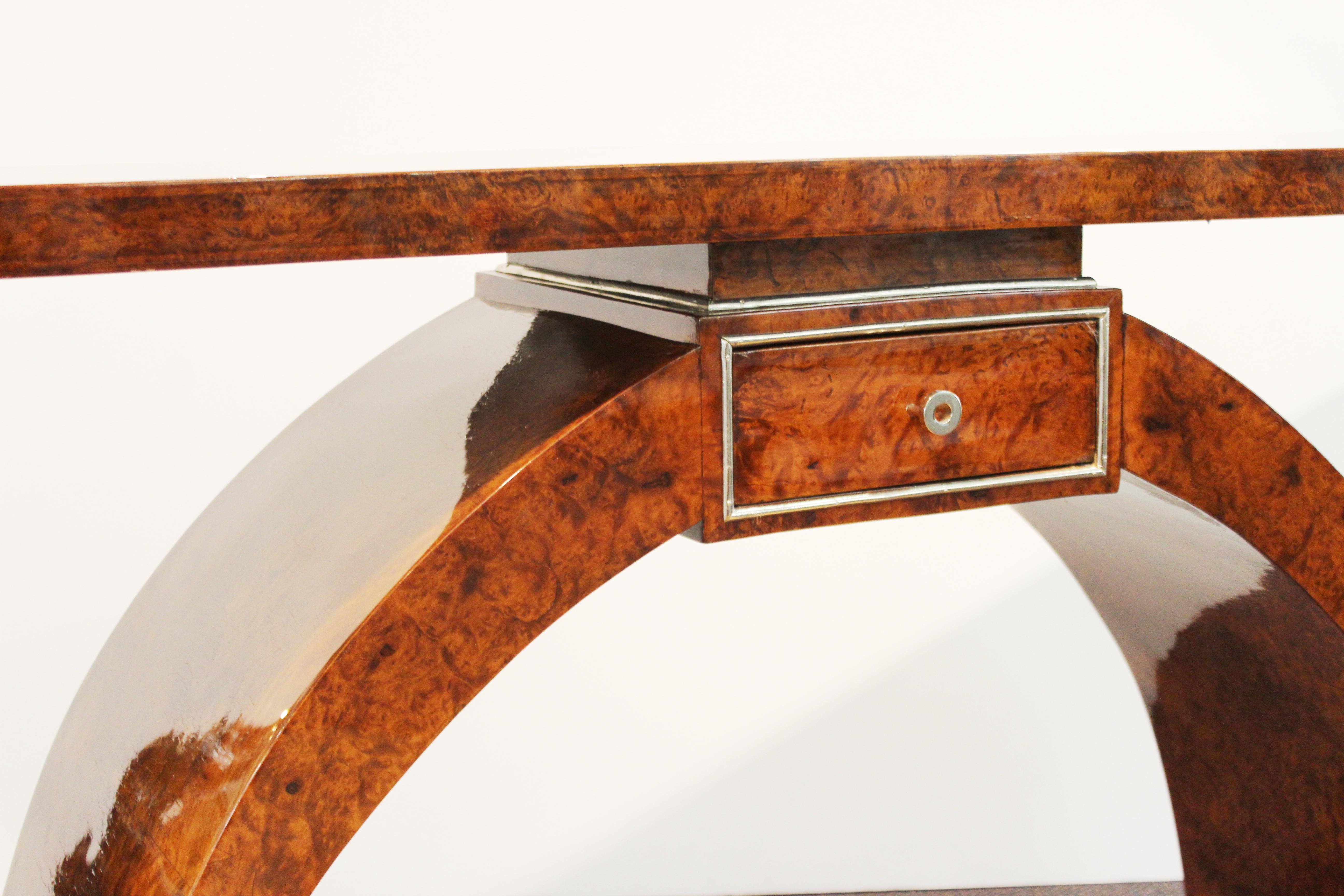 Art Deco Style Console in Burl Wood Veneer 4