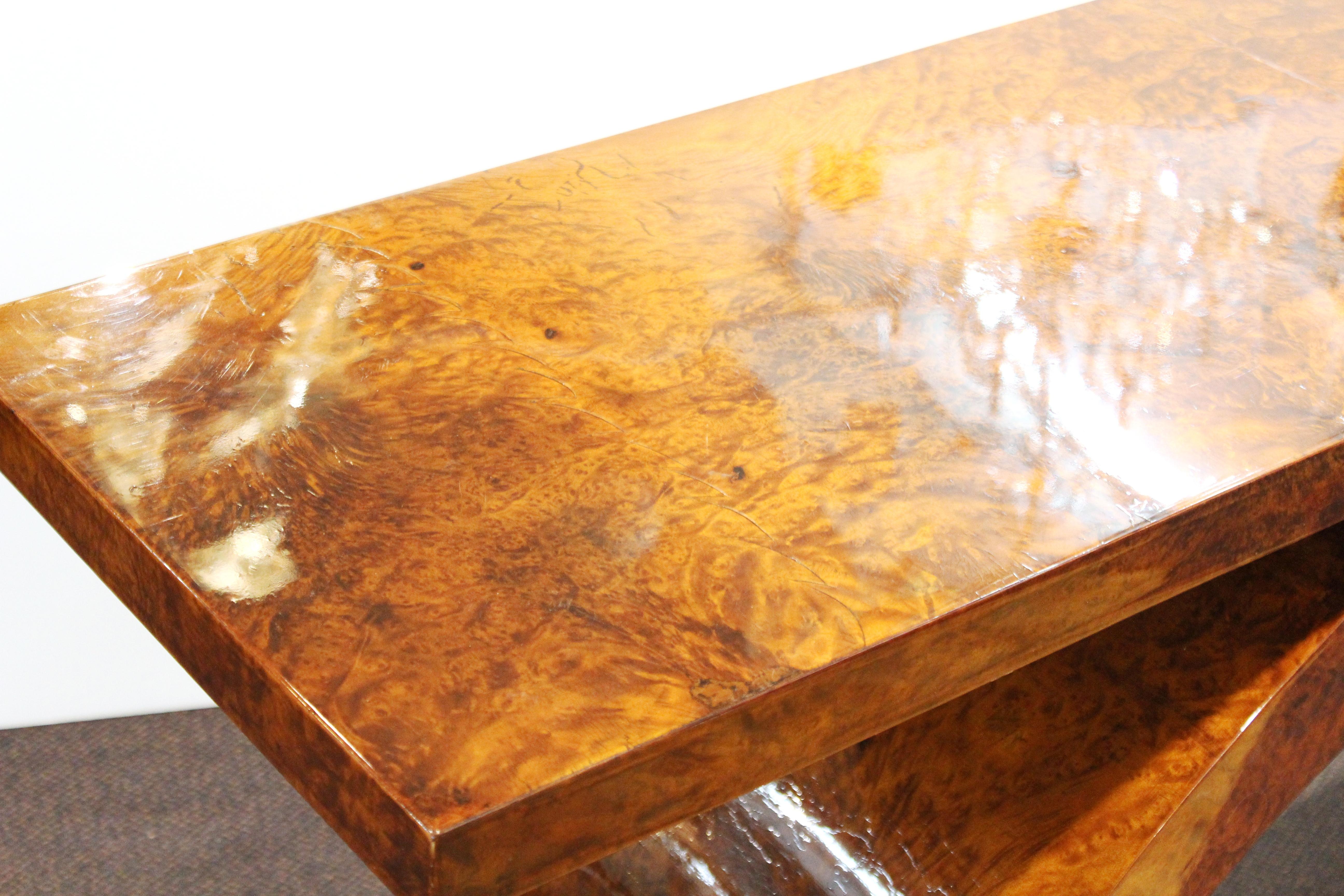 Art Deco Style Console in Burl Wood Veneer 5