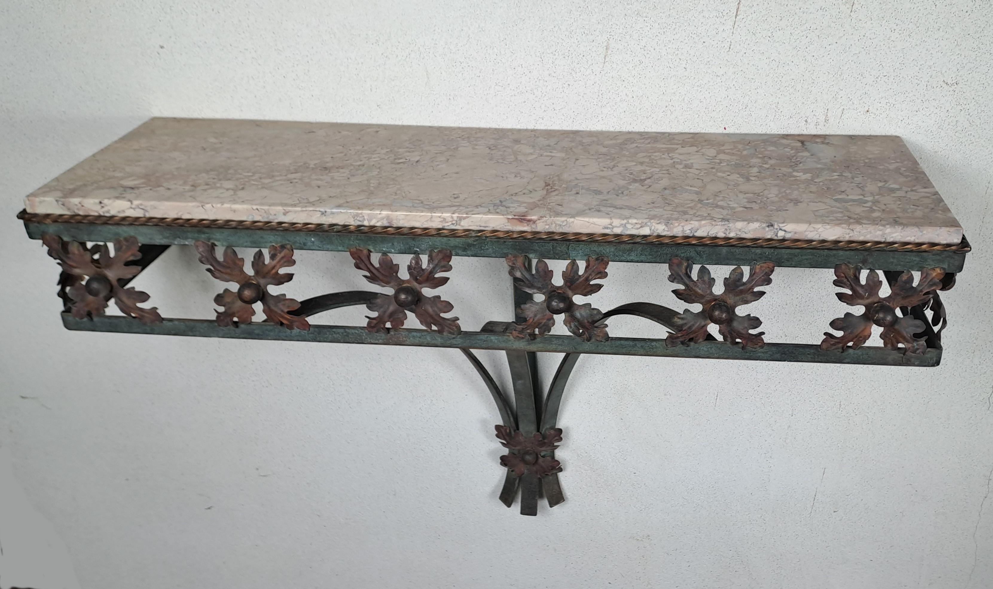 Art-deco Console In Wrought Iron And Marble 6