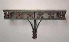 Art-deco Console In Wrought Iron And Marble