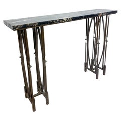 Art Deco Console, Iron and Portor Marble