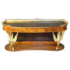 Art Deco Console Table Circa 1930 Italy, console table with carved birds
