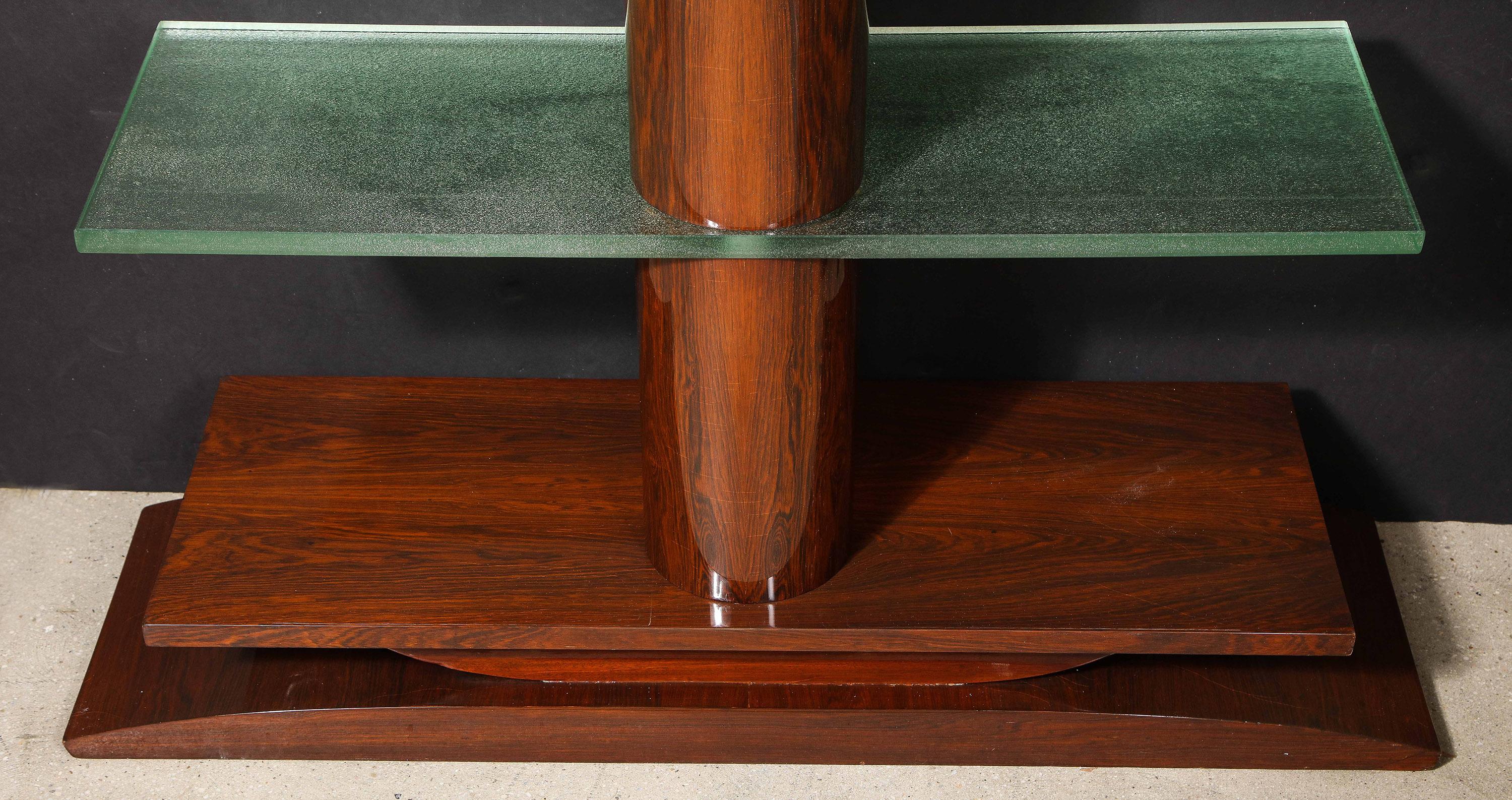 Gobain Glass Shelved Art Deco Three-Tier Console  3