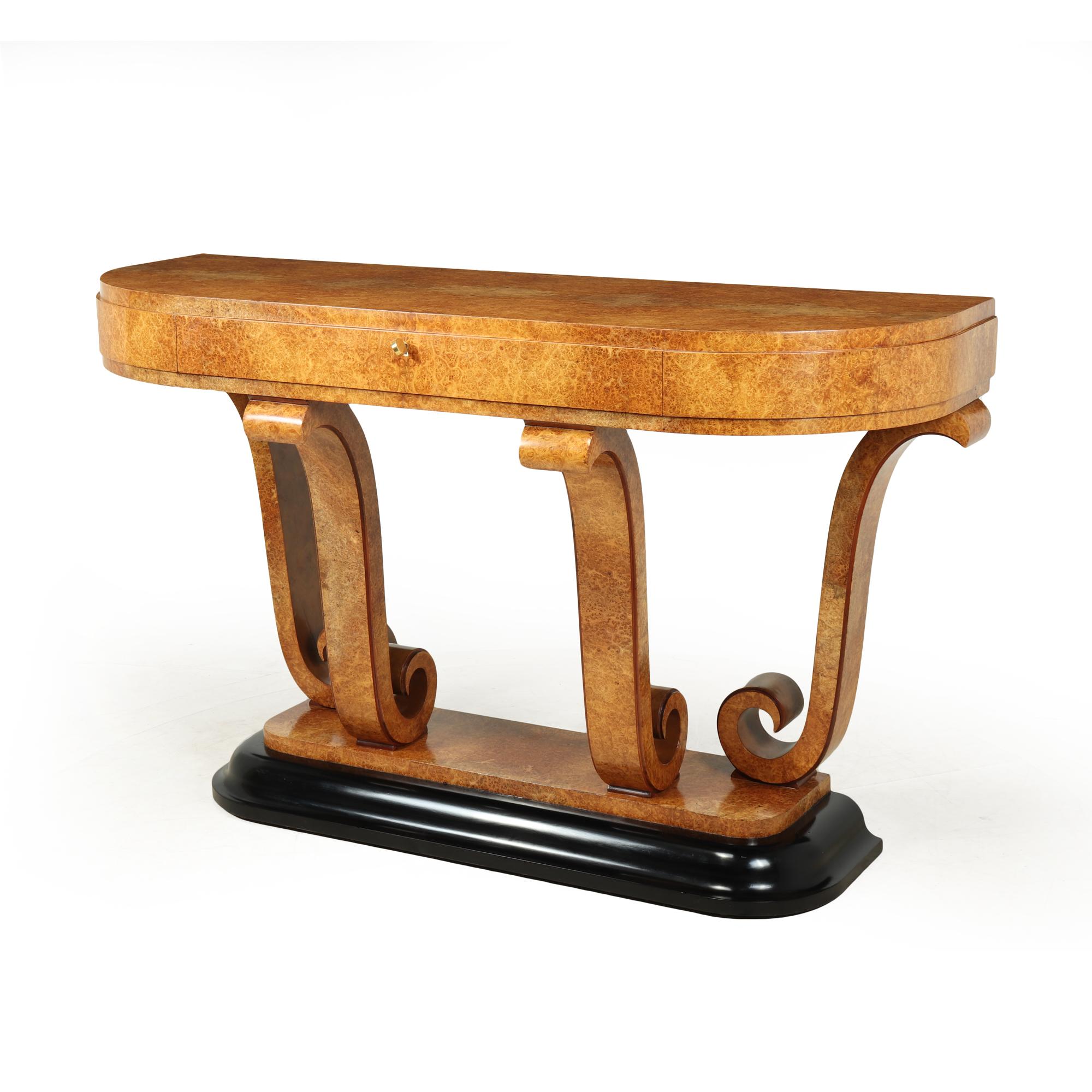 French Art Deco Console Table in Amboyna 1925