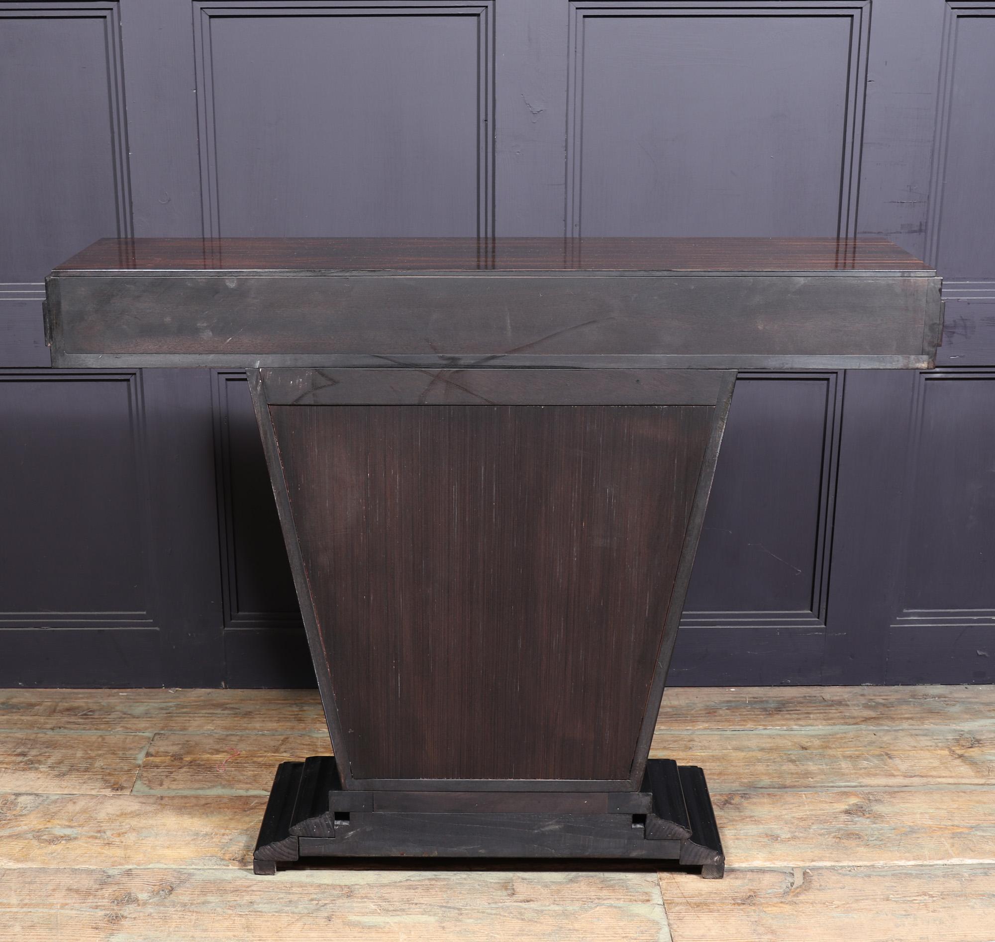Art Deco Console Table in Macassar Ebony by Thomas London For Sale 13