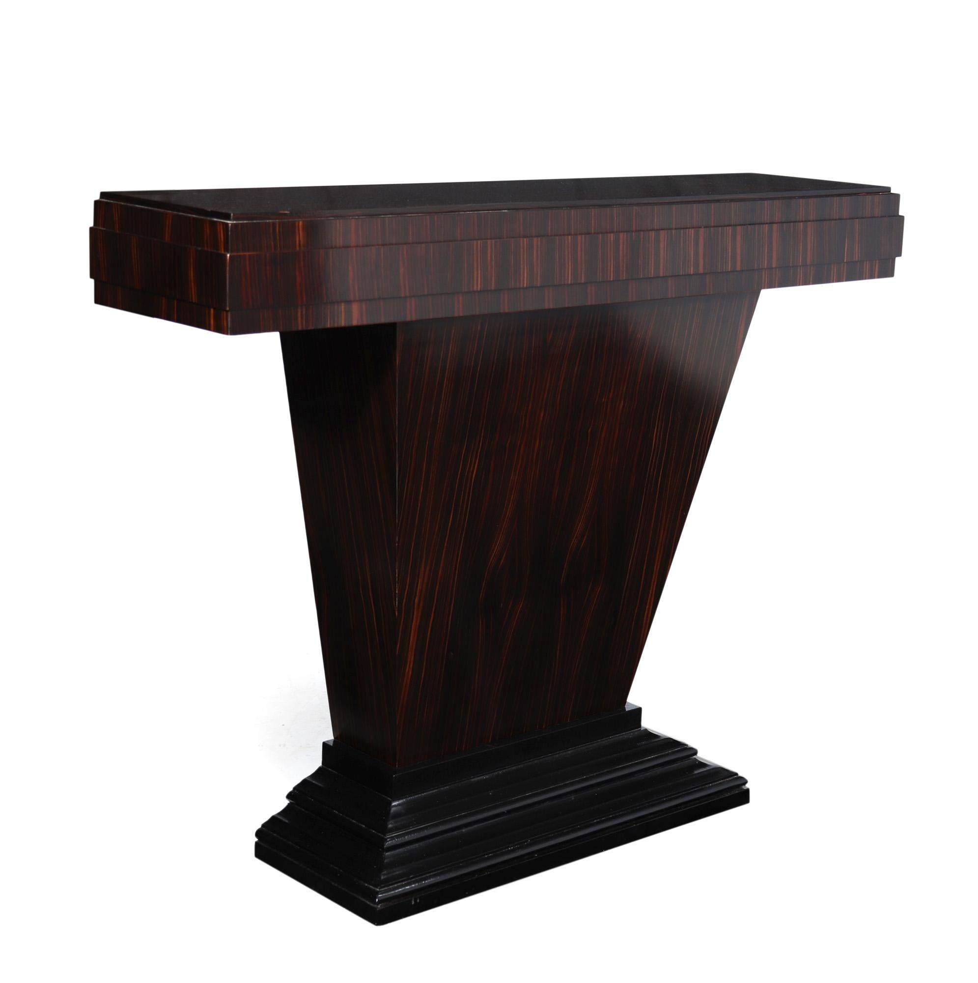 European Art Deco Console Table in Macassar Ebony by Thomas London For Sale