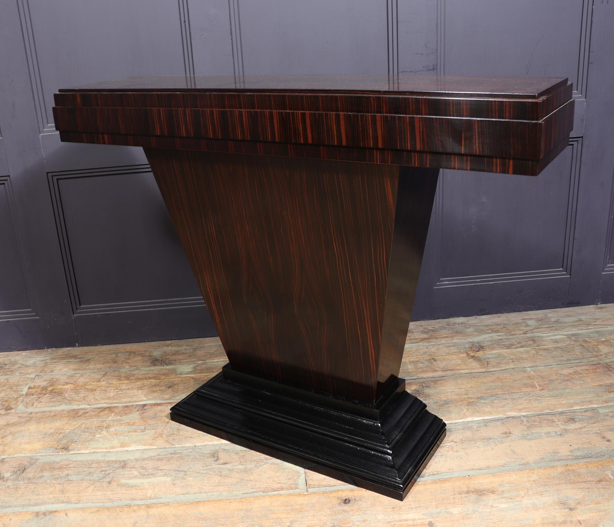 Contemporary Art Deco Console Table in Macassar Ebony by Thomas London For Sale