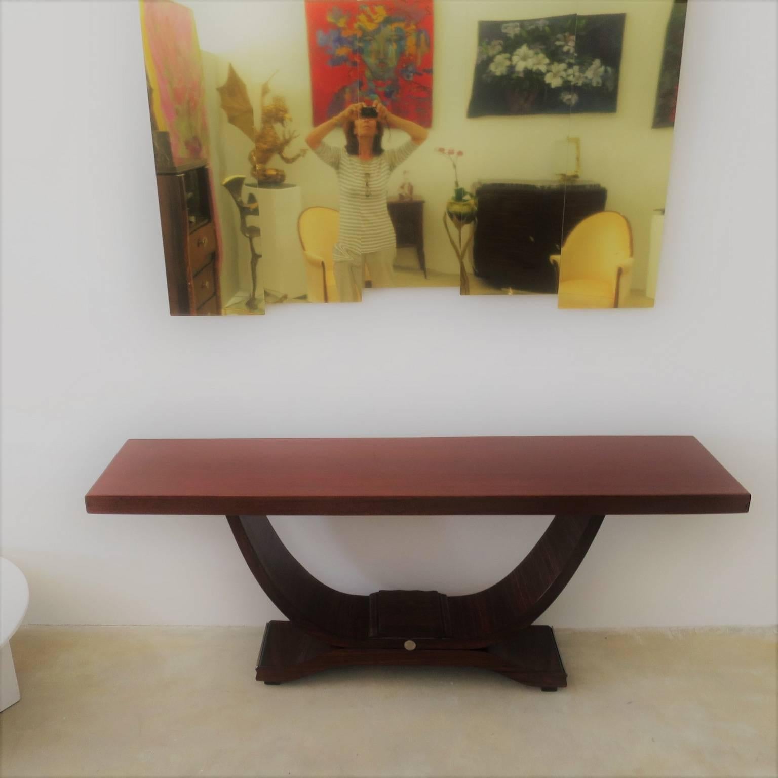 French Art Deco Console Table in Mahogany
