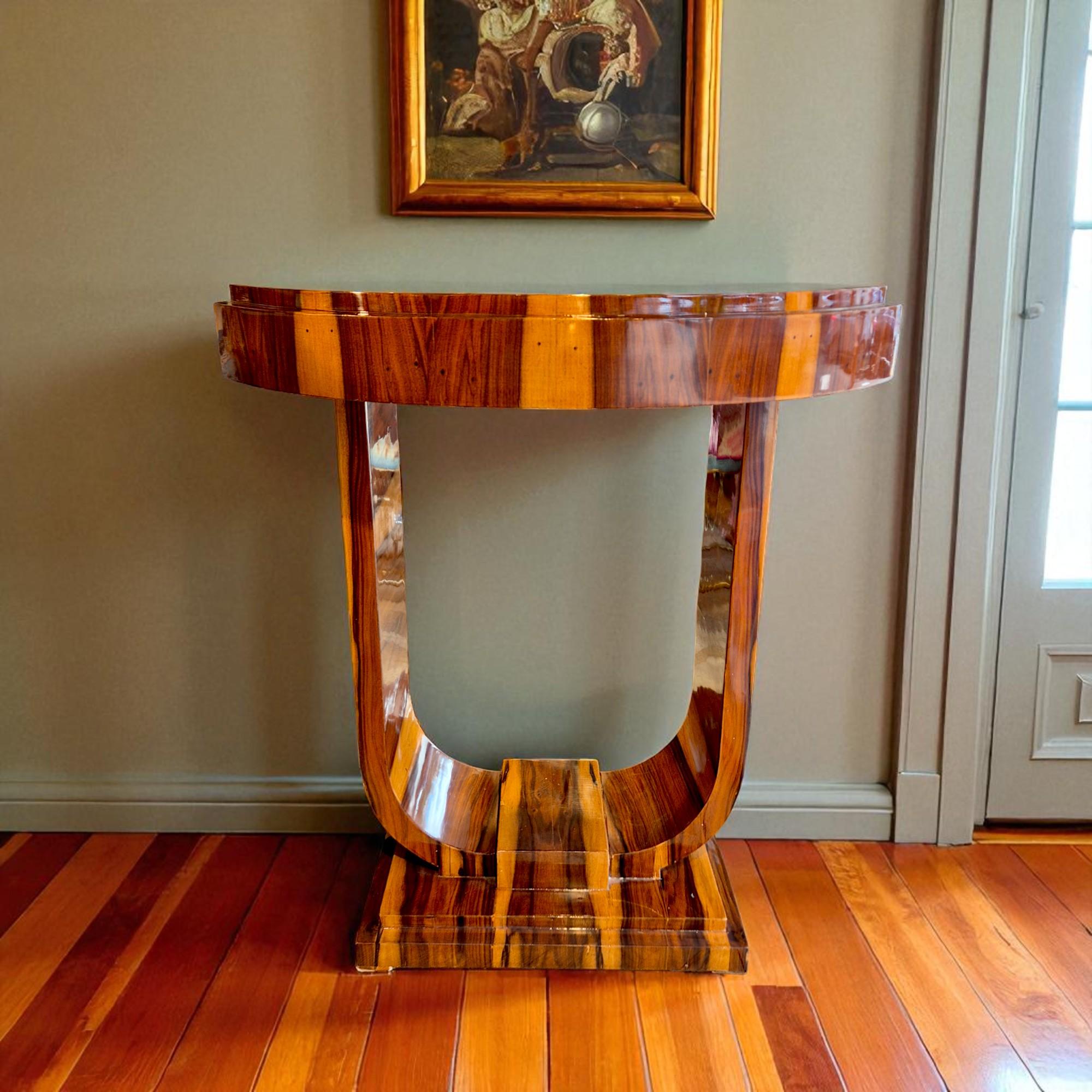 French Art Deco Console Table in wood, France, 20th Century For Sale