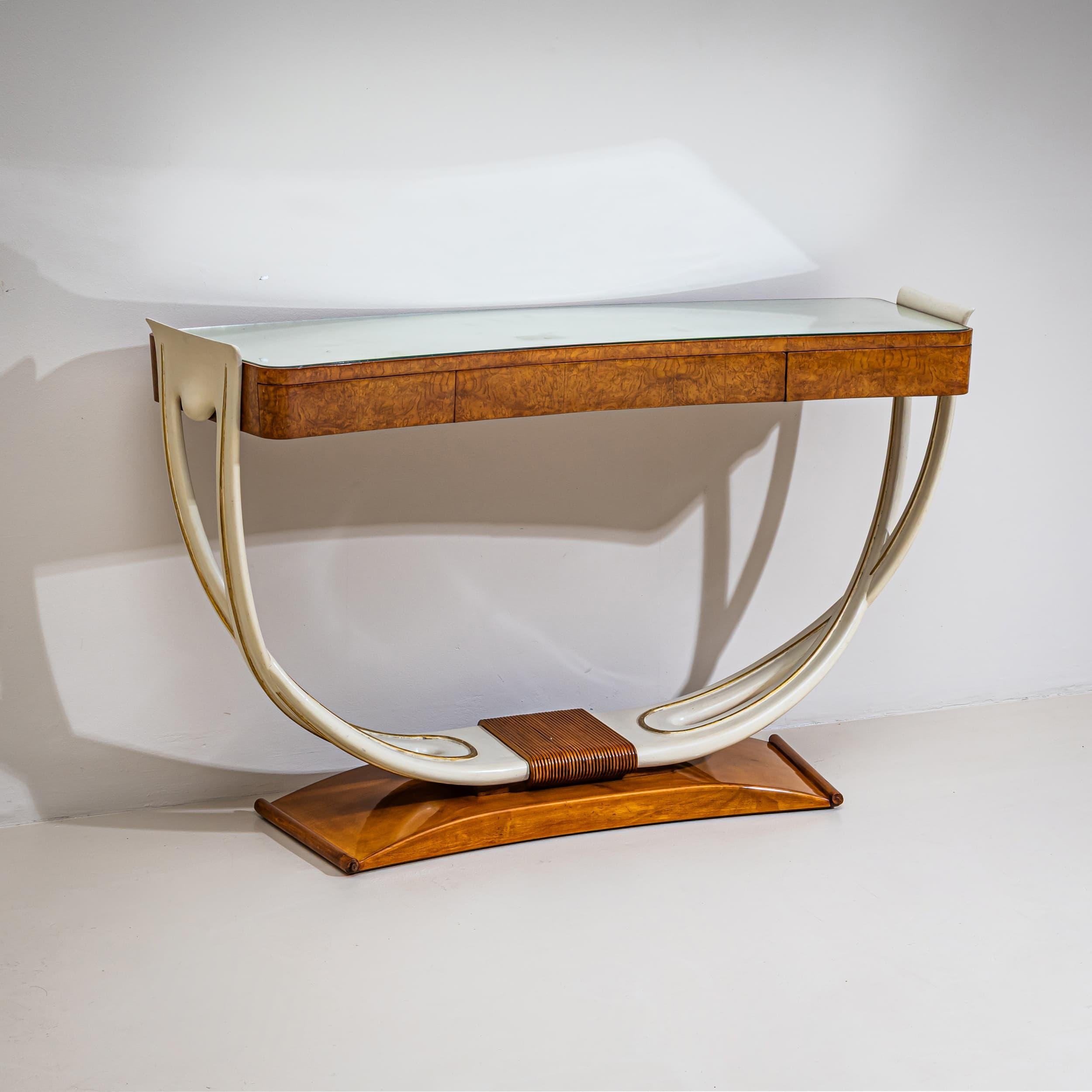 Lacquered Art Deco Console Table, Italy For Sale