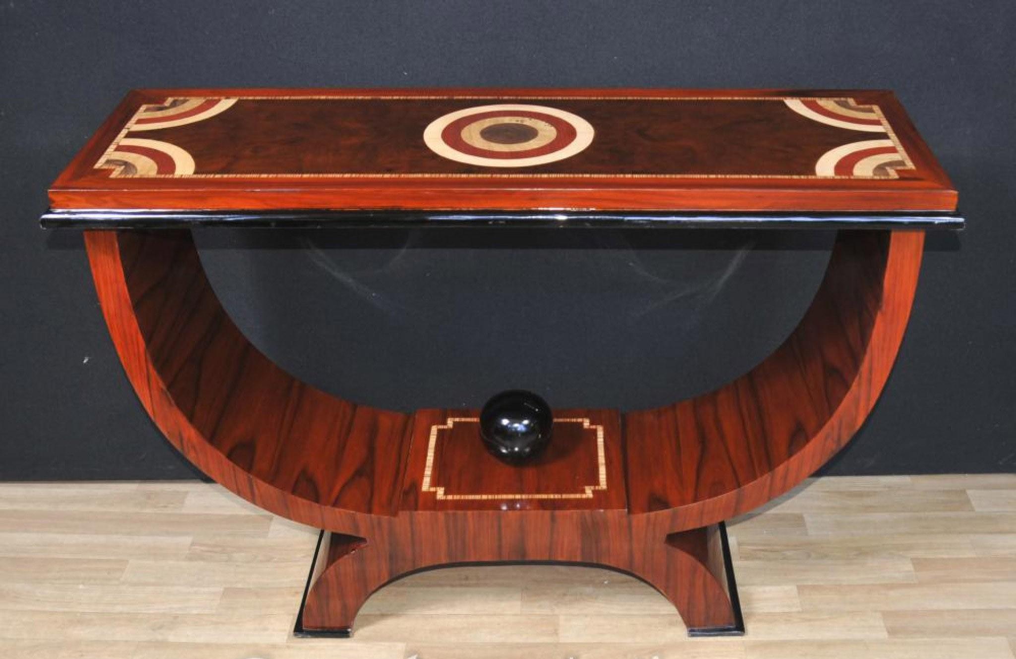 Art Deco Console Table, Rosewood Marquetry Inlay In Good Condition For Sale In Potters Bar, GB
