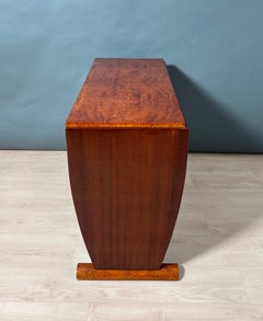 Art Deco Console Table, Thuja Burl, Ice Birch, Silver, Lacquer France circa 1925