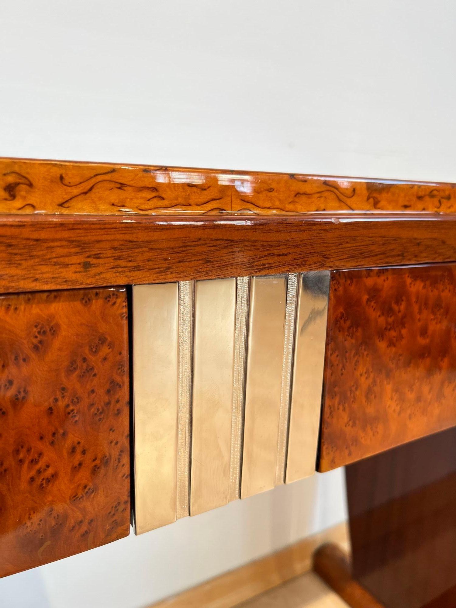 Art Deco Console Table, Thuja Roots, Birch, Silver-Plate, France circa 1925 For Sale 1