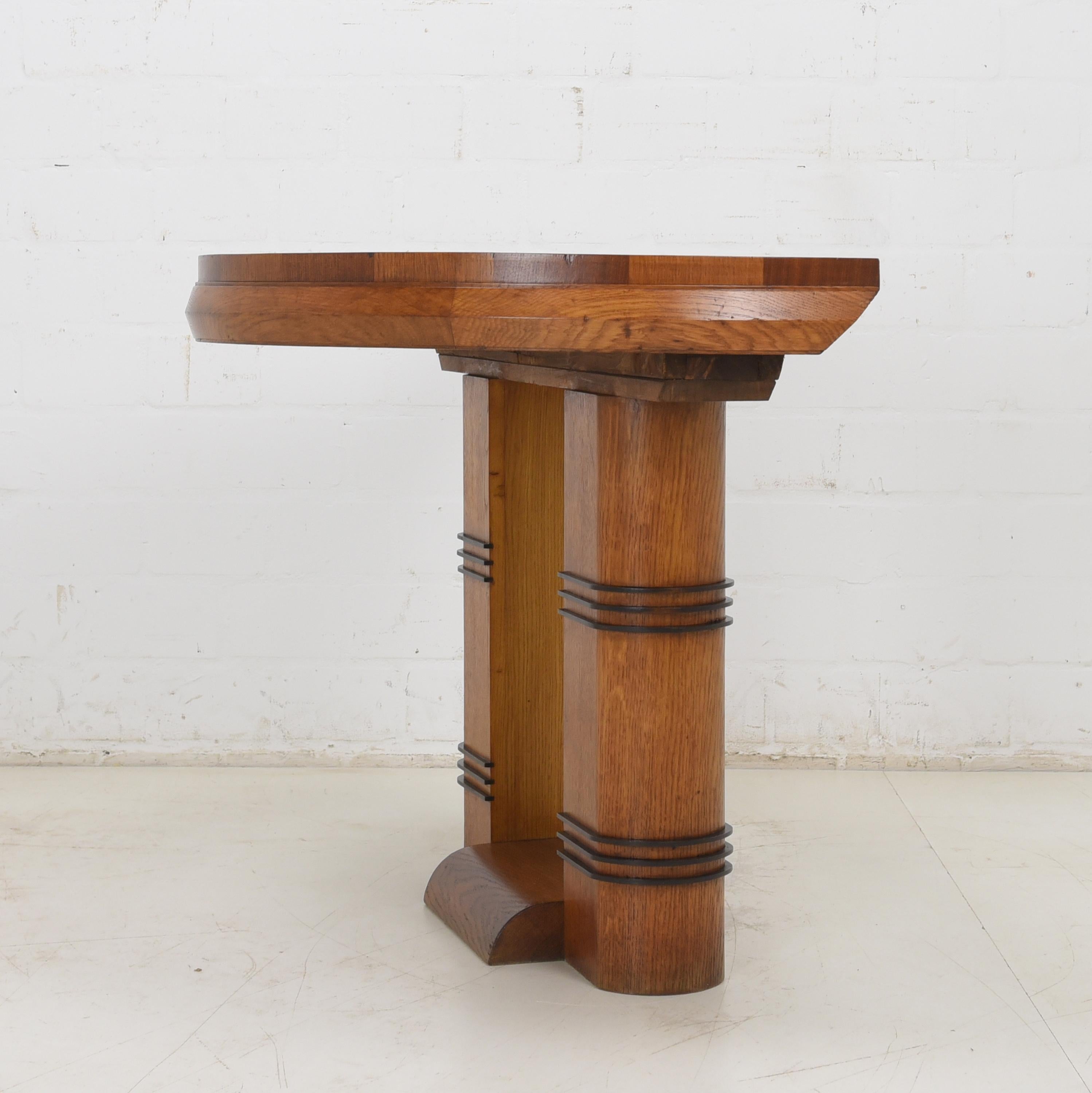 Konsolentisch / Wandtisch aus Eichenholz-Mahagoni im Art déco-Stil 1/2, 1930 im Angebot 7