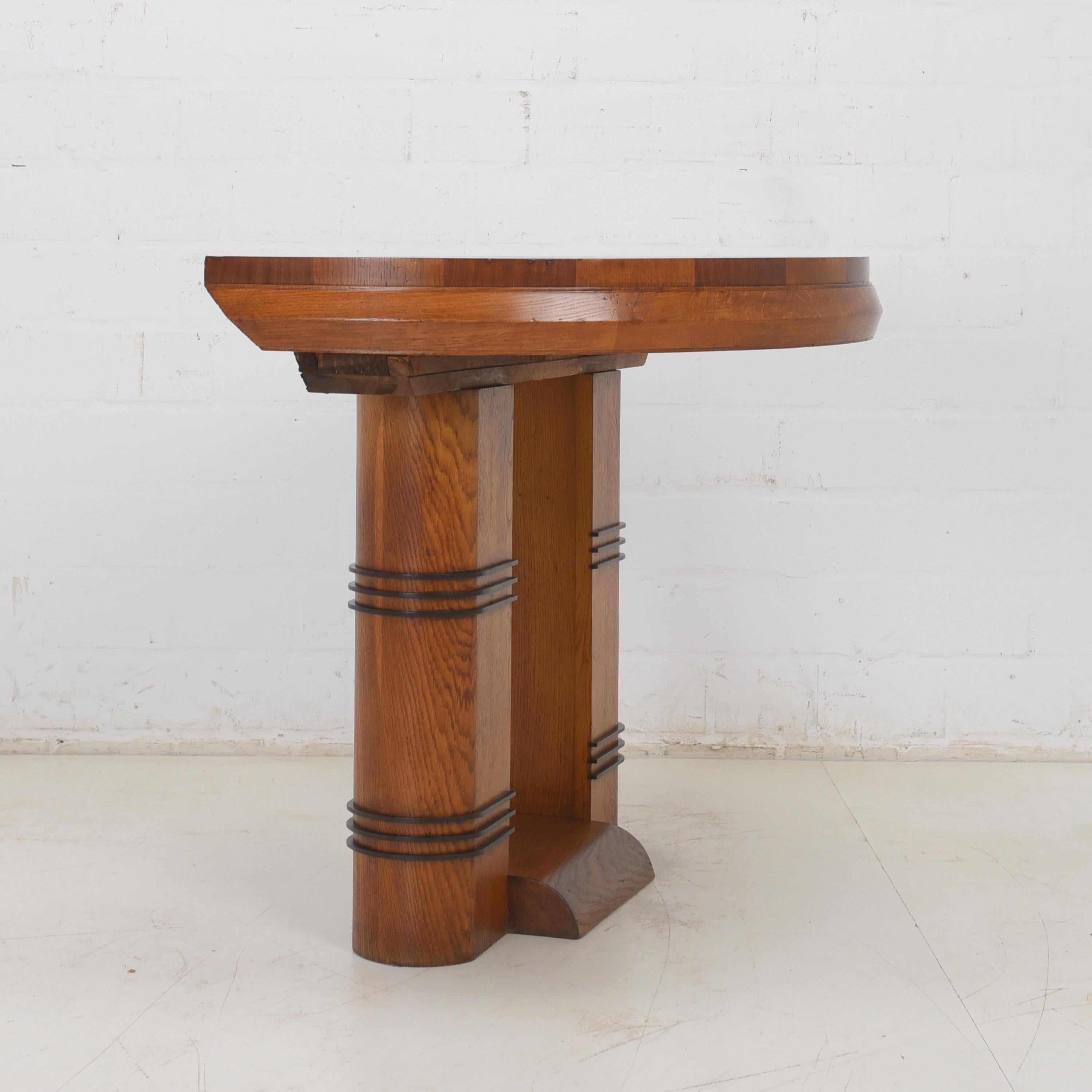 Art Deco Console Table / Wall Table in Oak Mahogany 1/2, 1930 For Sale 8