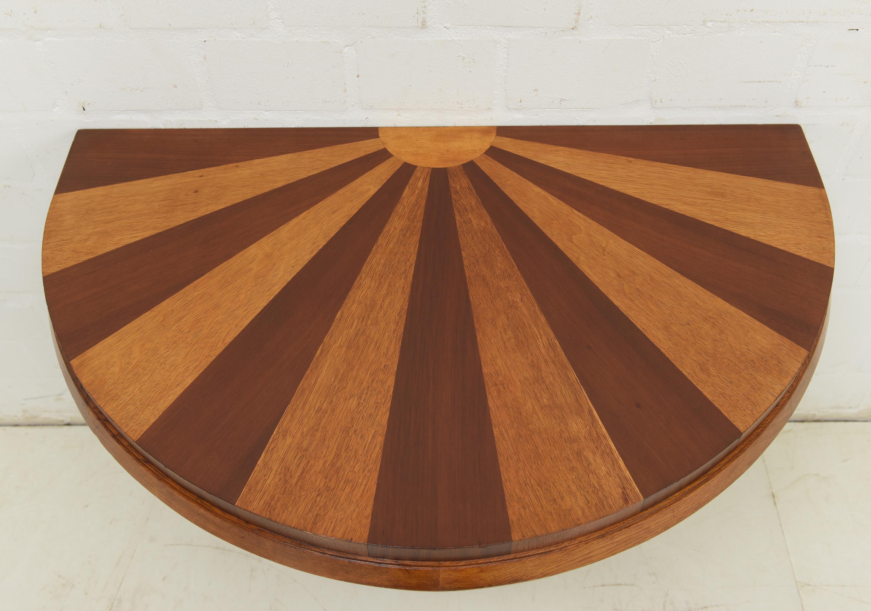 Art Deco Console Table / Wall Table in Oak Mahogany 1/2, 1930 In Good Condition For Sale In Lüdinghausen, DE