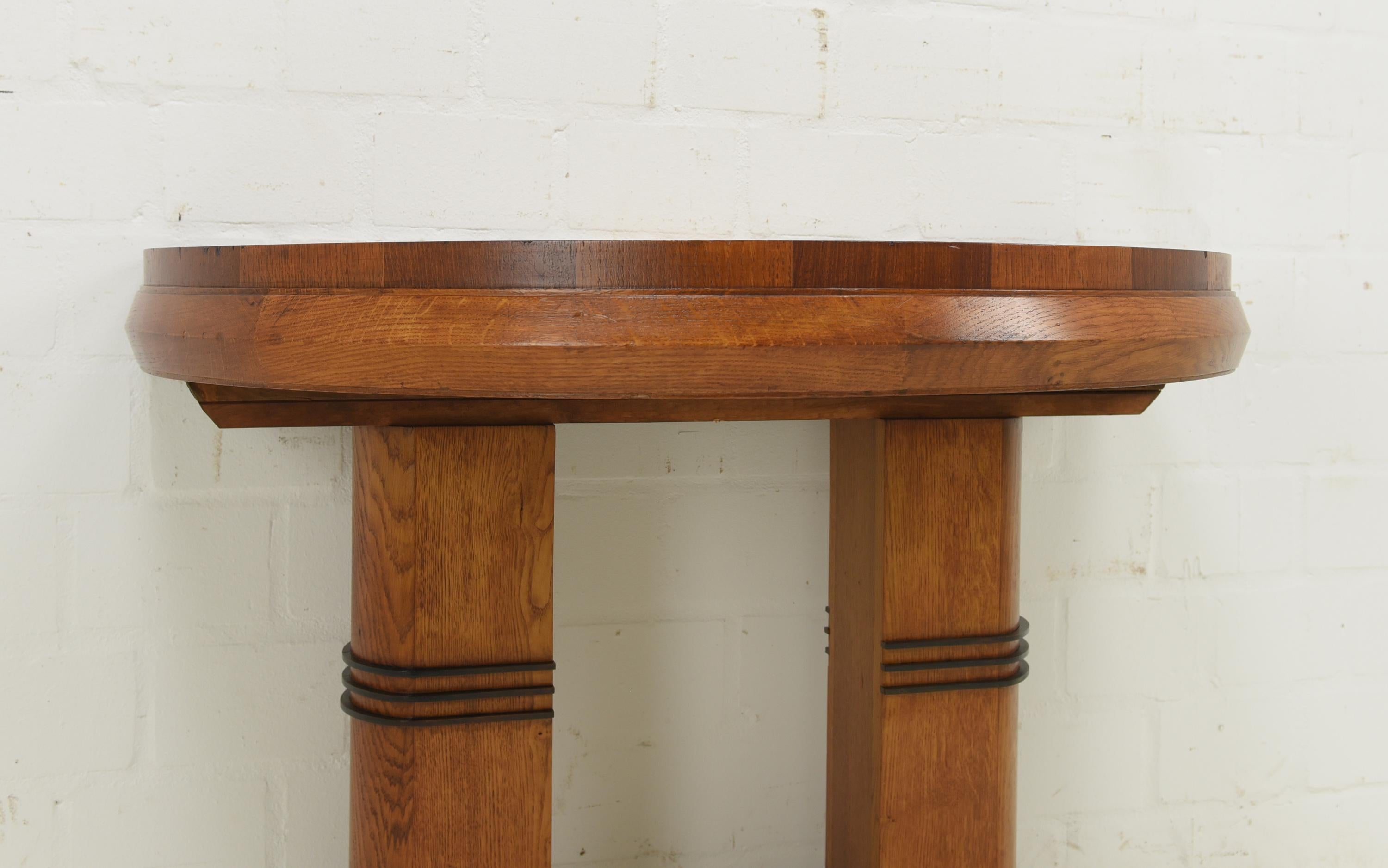 20th Century Art Deco Console Table / Wall Table in Oak Mahogany 1/2, 1930 For Sale