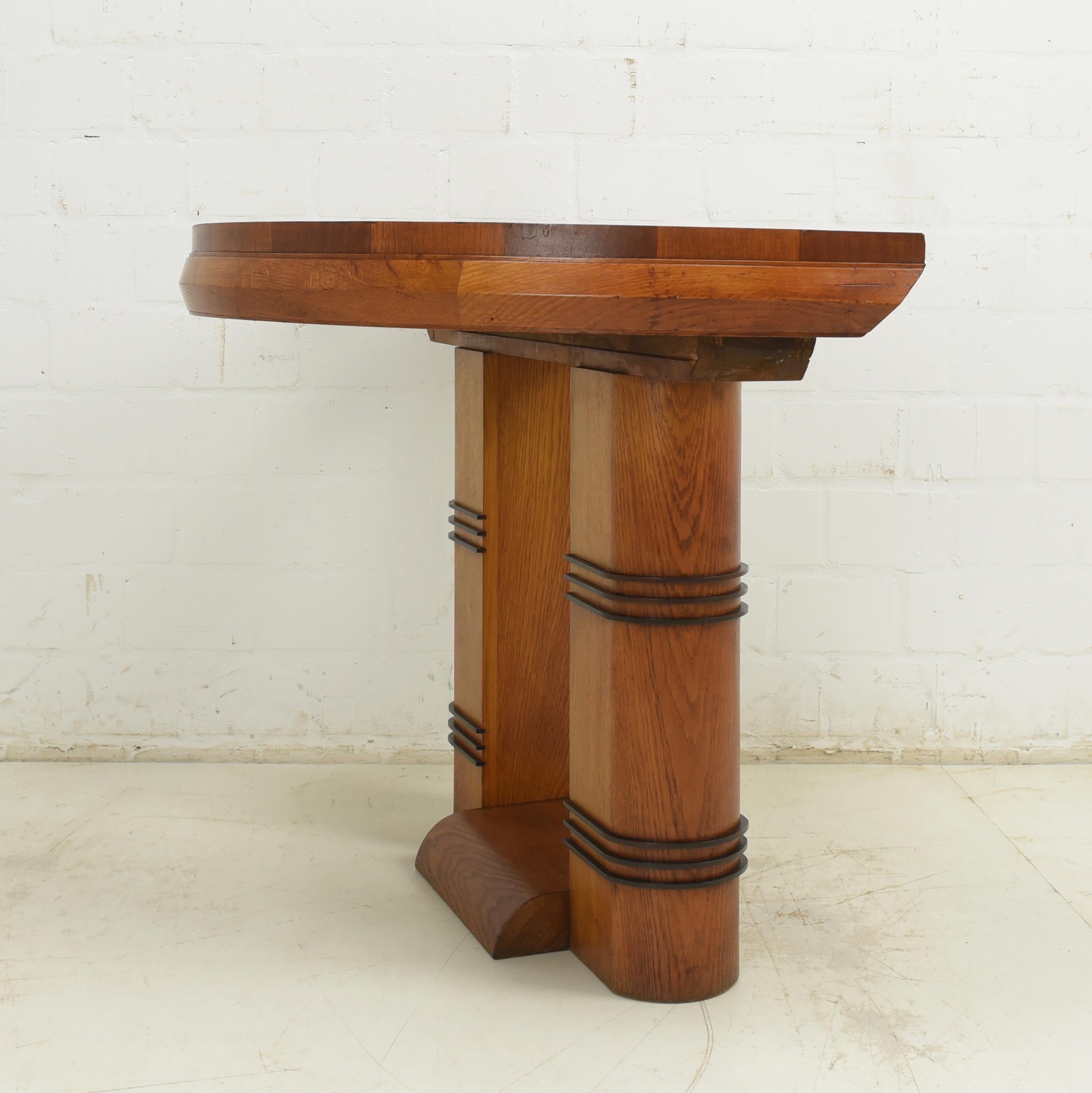Art Deco Console Table / Wall Table in Oak Mahogany 2/2, 1930 For Sale 7