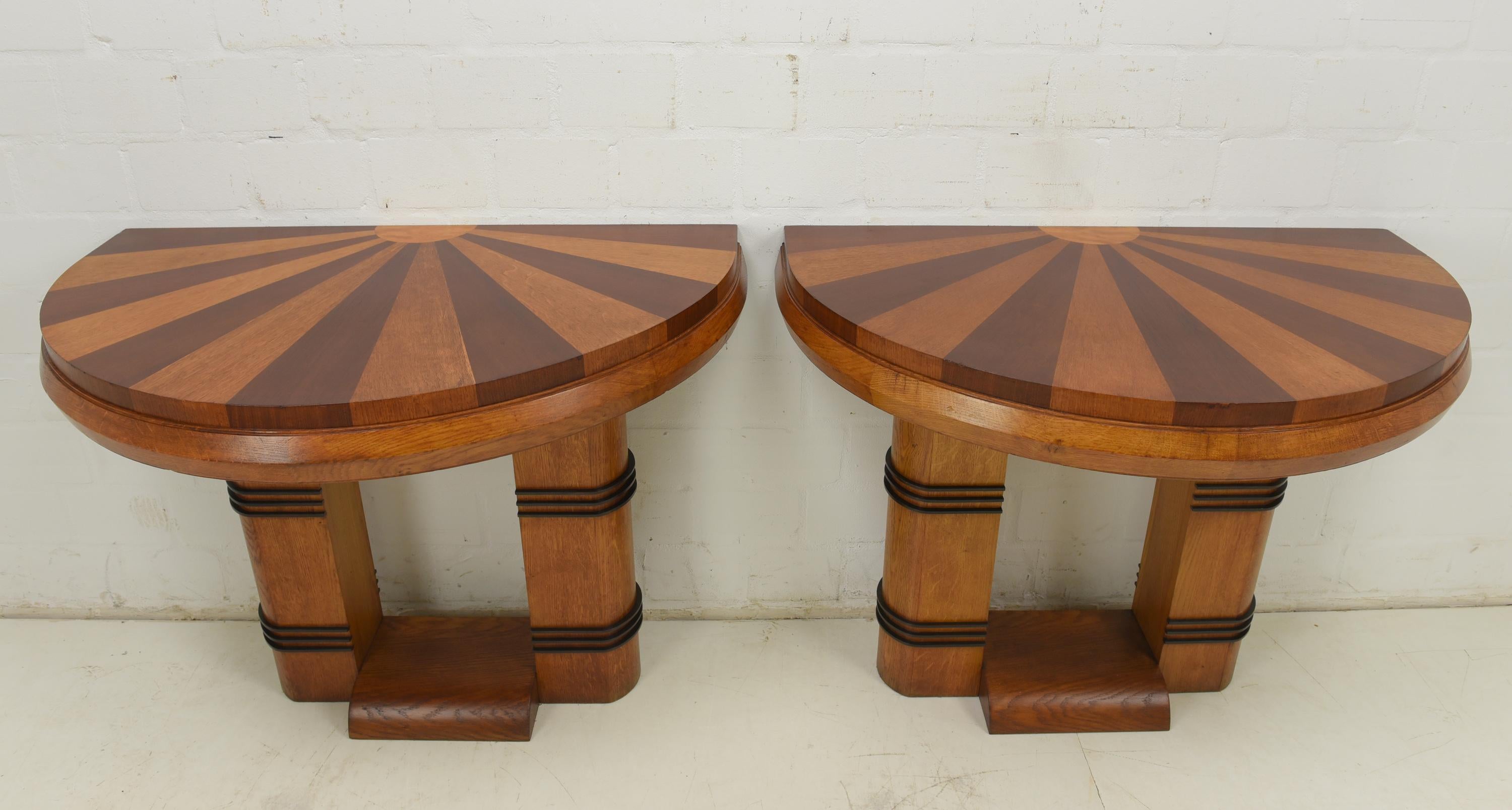 Art Deco Console Table / Wall Table in Oak Mahogany 2/2, 1930 For Sale 8
