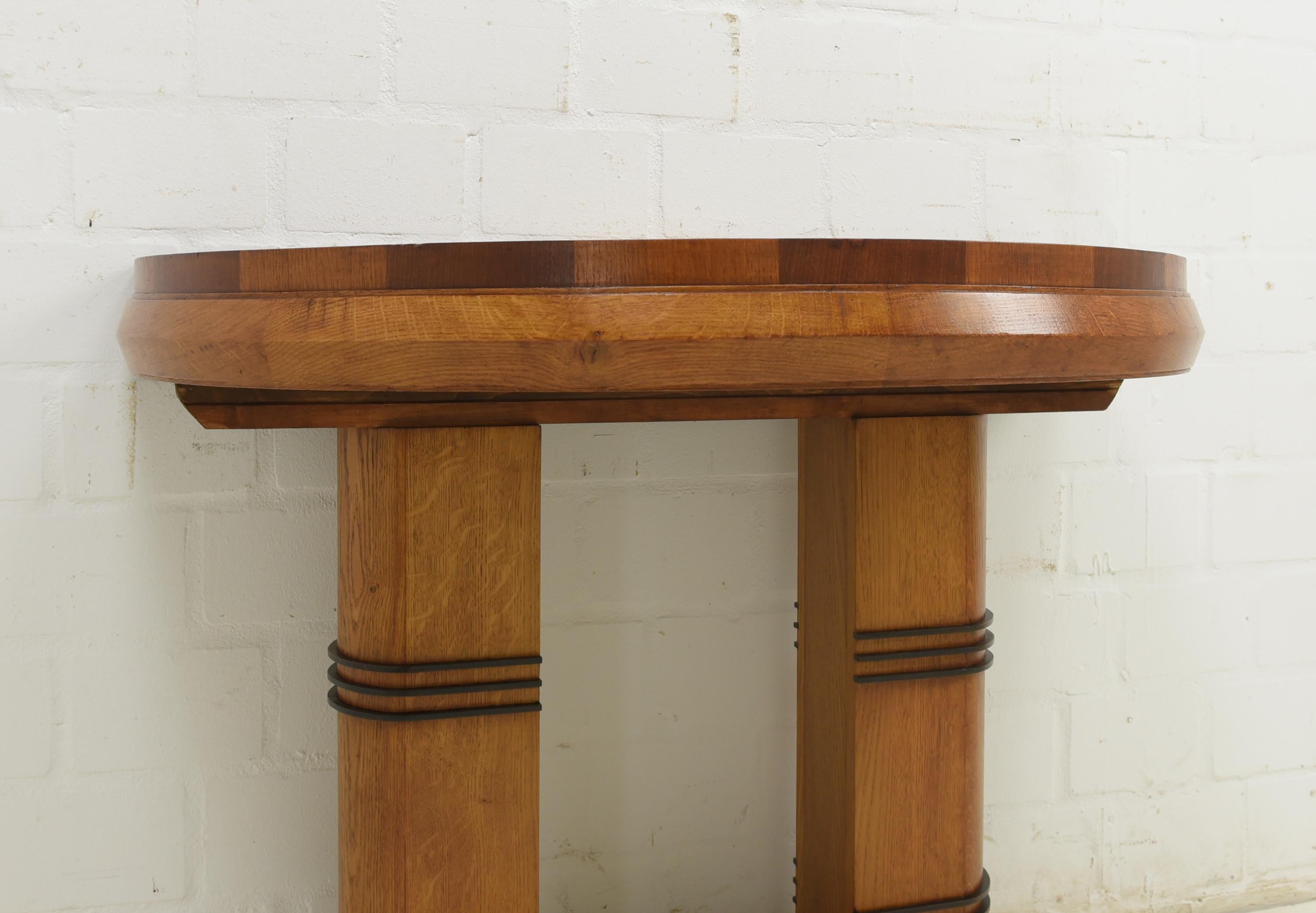 20th Century Art Deco Console Table / Wall Table in Oak Mahogany 2/2, 1930 For Sale