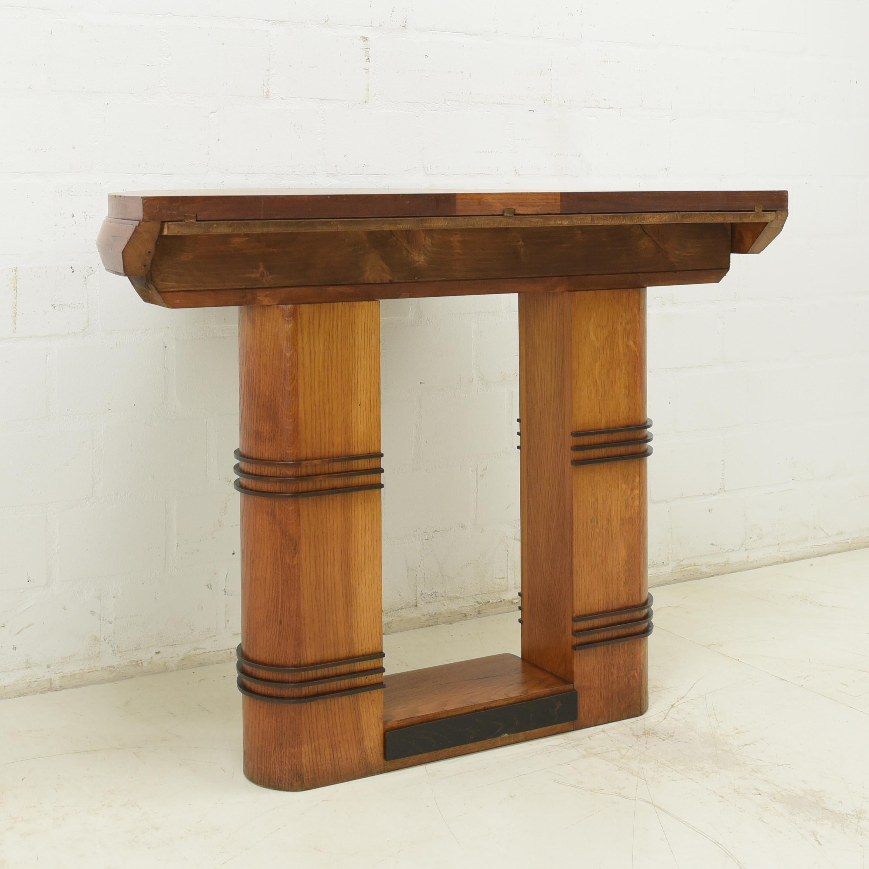 Art Deco Console Table / Wall Table in Oak Mahogany 2/2, 1930 For Sale 5