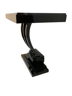 Art Deco Console Table with a Foot of Three Thin Bows in Black Piano Lacquer
