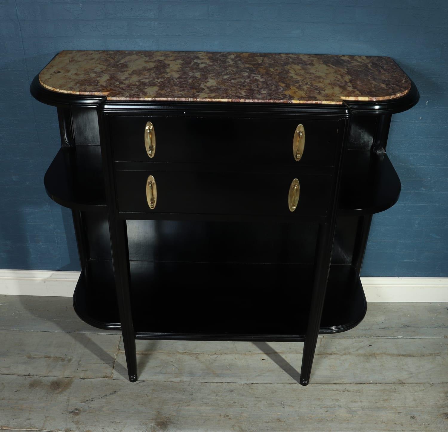 Mid-20th Century Art Deco Console Table with Marble Top For Sale