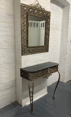 Art Deco Console Table with Matching Mirror Attributed to Oscar Bach