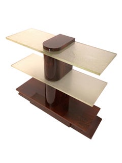 Art Deco Console Table with Saint Gobain Glass and Real Wood Veneer