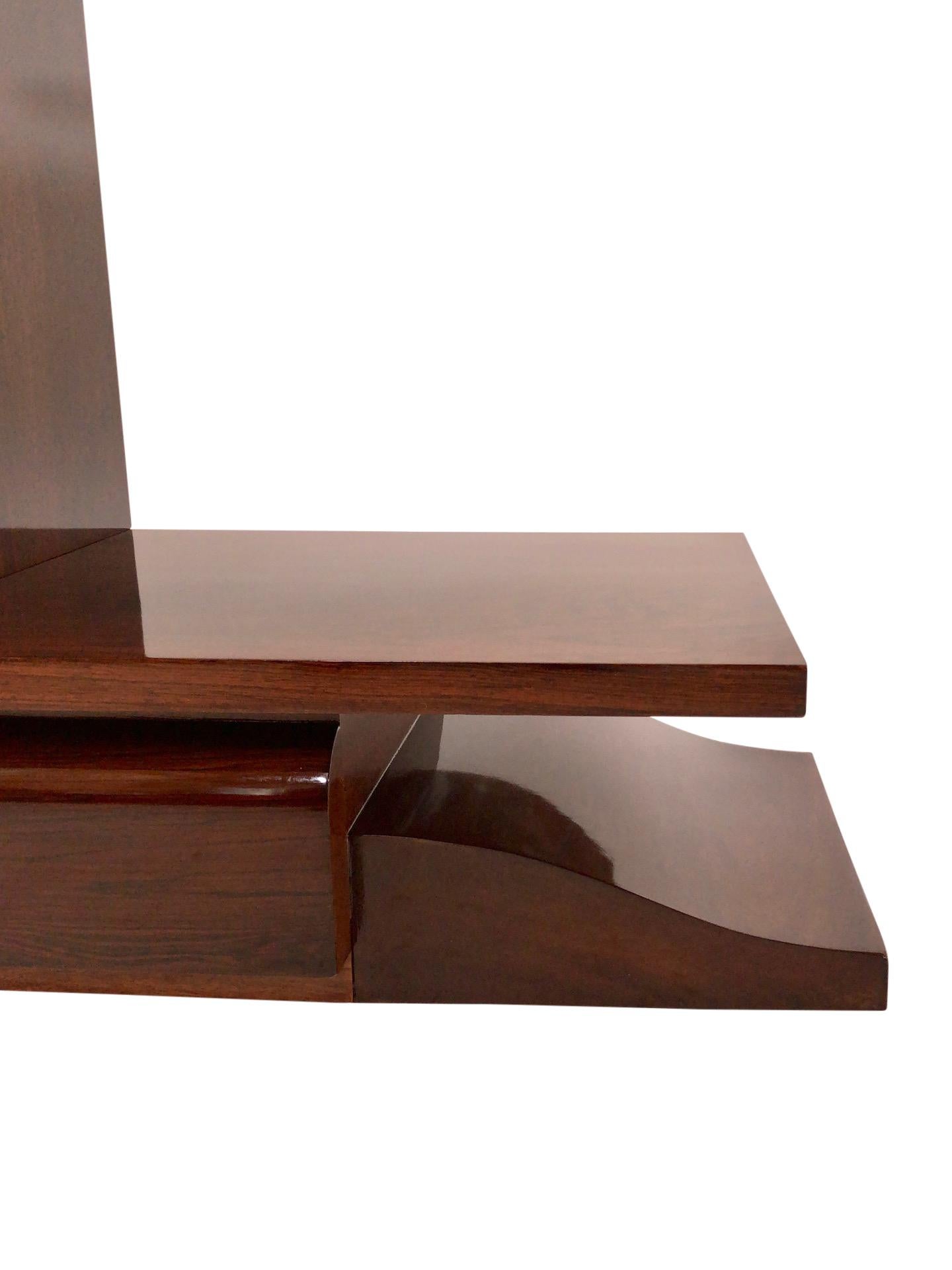 Art Deco Console Table with Saint Gobain Glass and Real Wood Veneer For Sale 1
