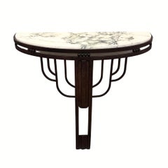 Art Deco console table, wrought iron and marble, Art Deco, France