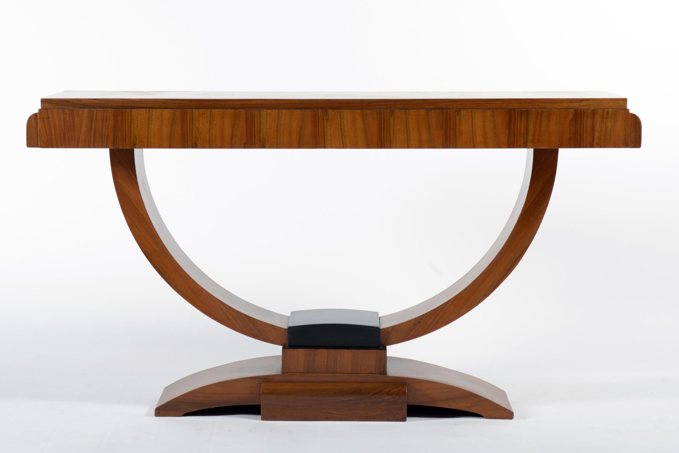 Art Deco walnut console with 