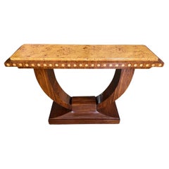 Antique Art Deco Console With Burl and Inlay Details