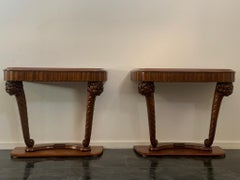 Art Dèco Console with Conucopia -Shaped Pilasters, 1930s, Set of 2