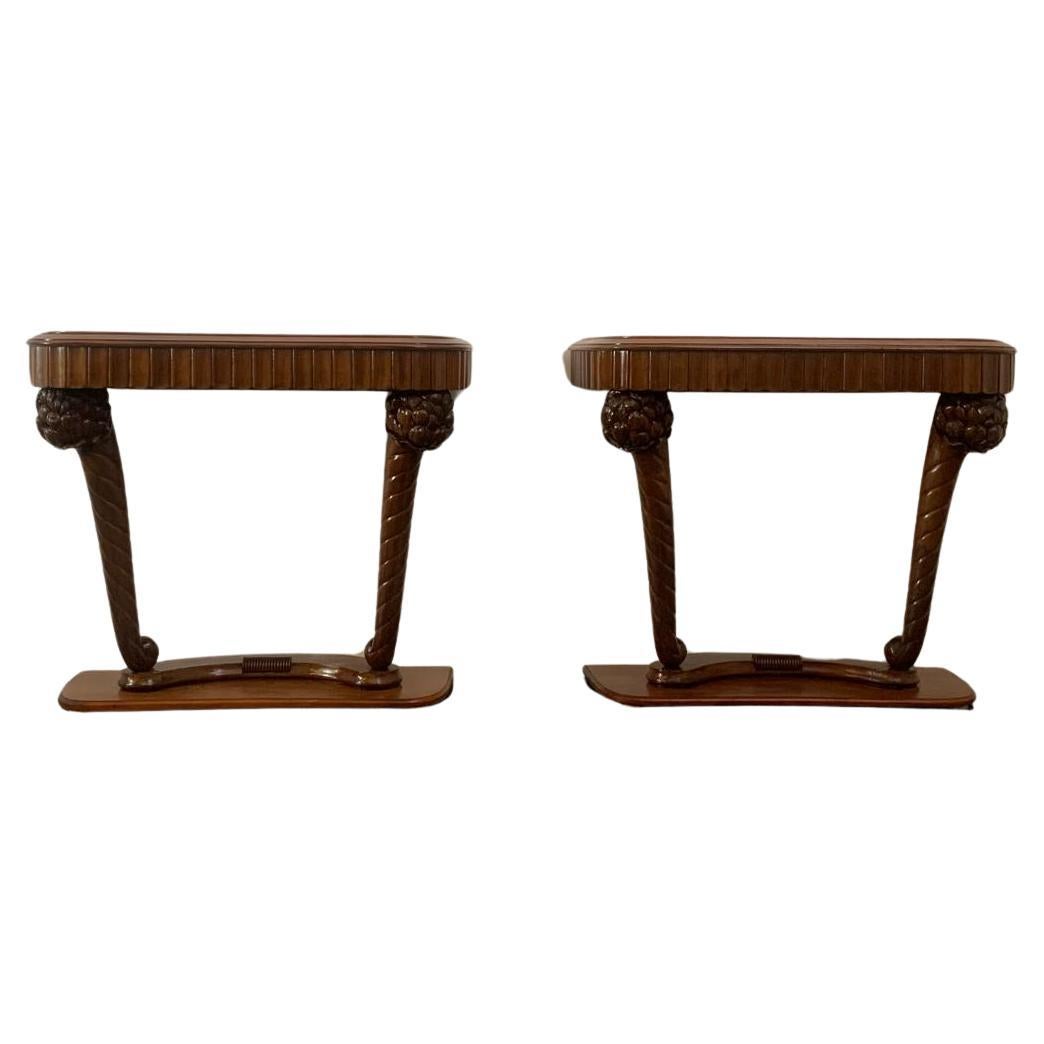 Art Dèco Console with Conucopia -Shaped Pilasters, 1930s, Set of 2 For Sale