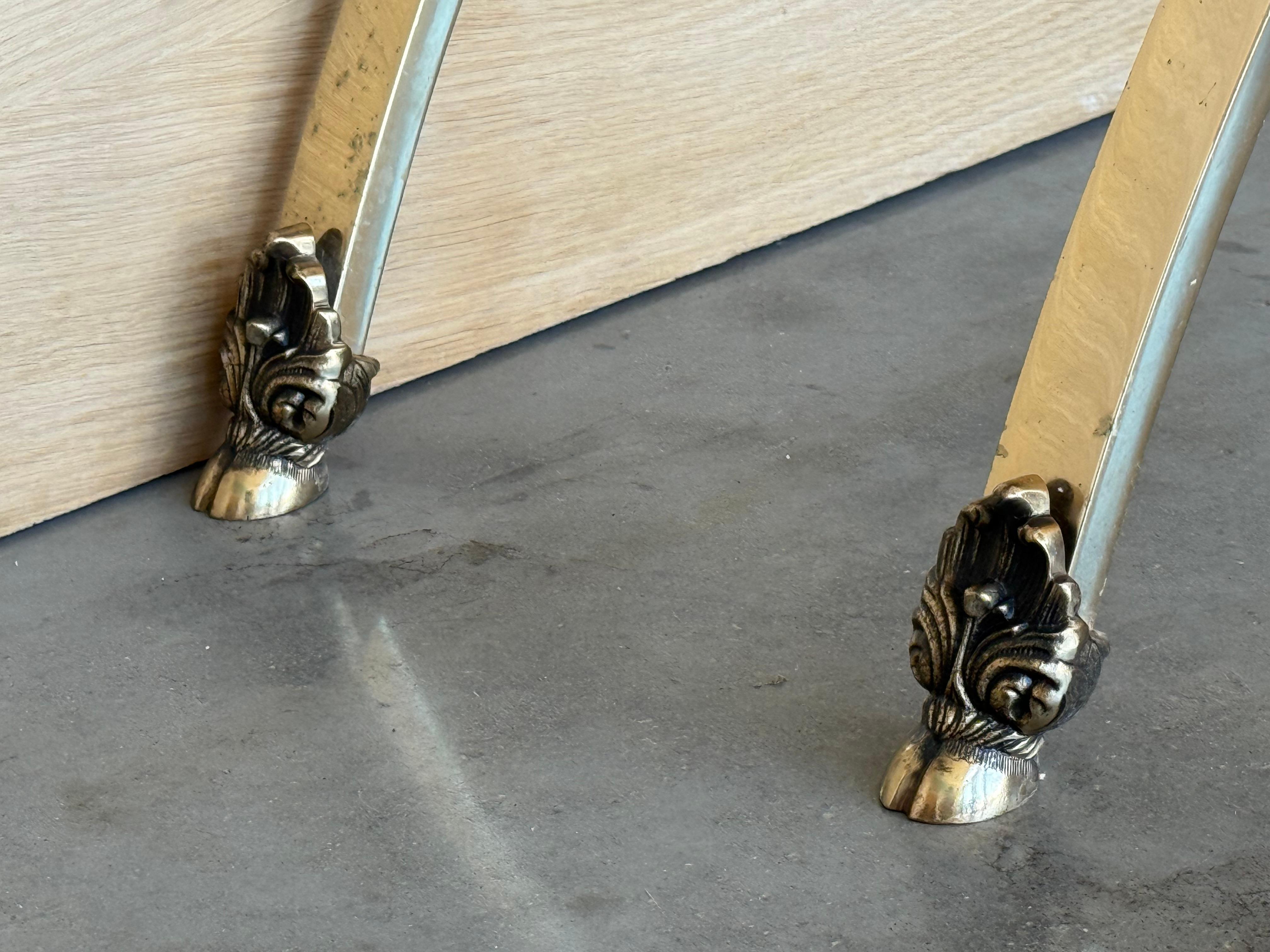Art-Deco-Konsole mit Sockel aus heller Bronze und kontrastierender dunkler Platte mit Palmen im Angebot 4